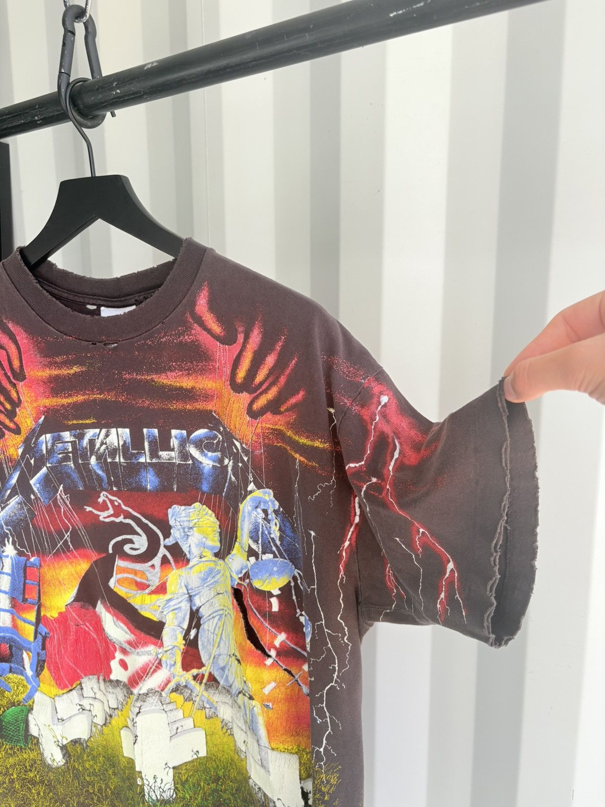 Band Tees Thrashed Metallica AOP Sun Faded Distressed ERD GRUNGE WCC Size US XL / EU 56 / 4 - 2 Thumbnail