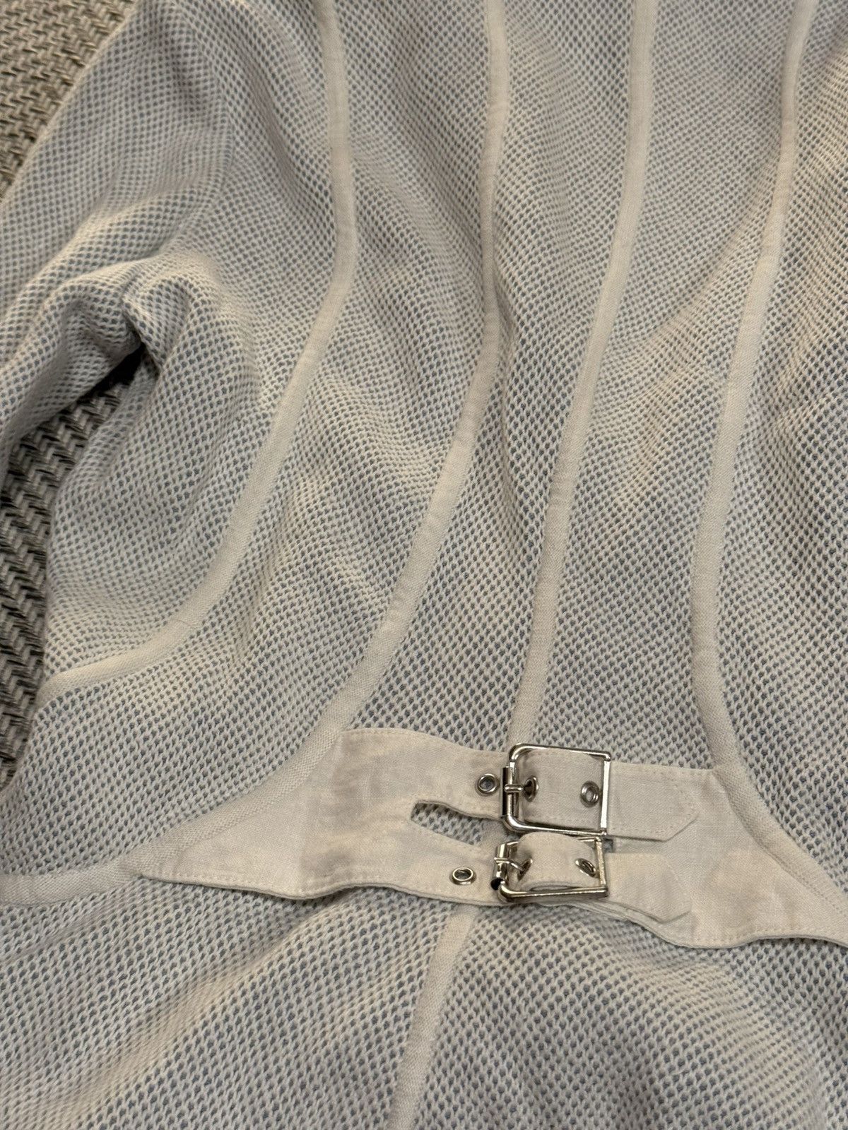 Emporio Armani Armani Light grey–white mesh blazer jacket Size S / US 4 / IT 40 - 3 Thumbnail