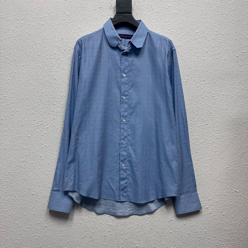 louis vuitton light blue silk button-up shirt-dmc