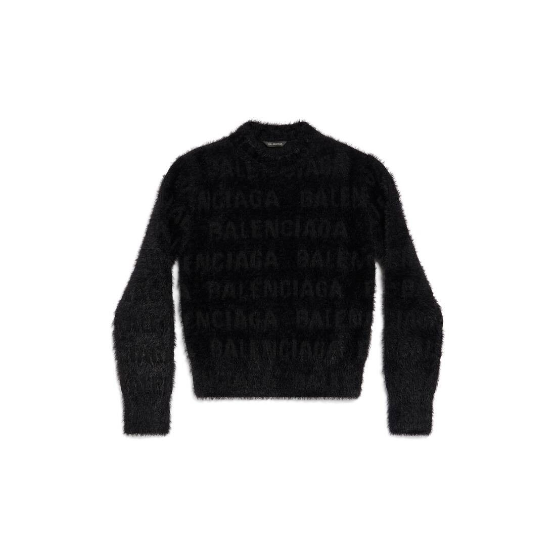 Balenciaga o1srvl11e1025 Bal Horizontal Allover Furry Fitted Sweater Size S / US 4 / IT 40 - 1 Thumbnail