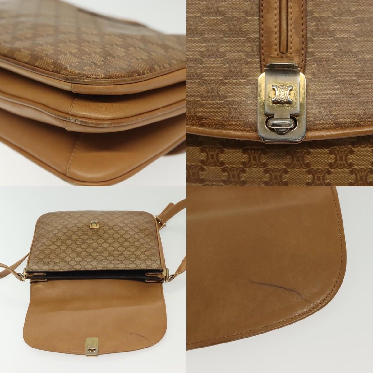 Celine CELINE Macadam Canvas Shoulder Bag Pvc Beige Gold Size ONE SIZE - 11 Thumbnail