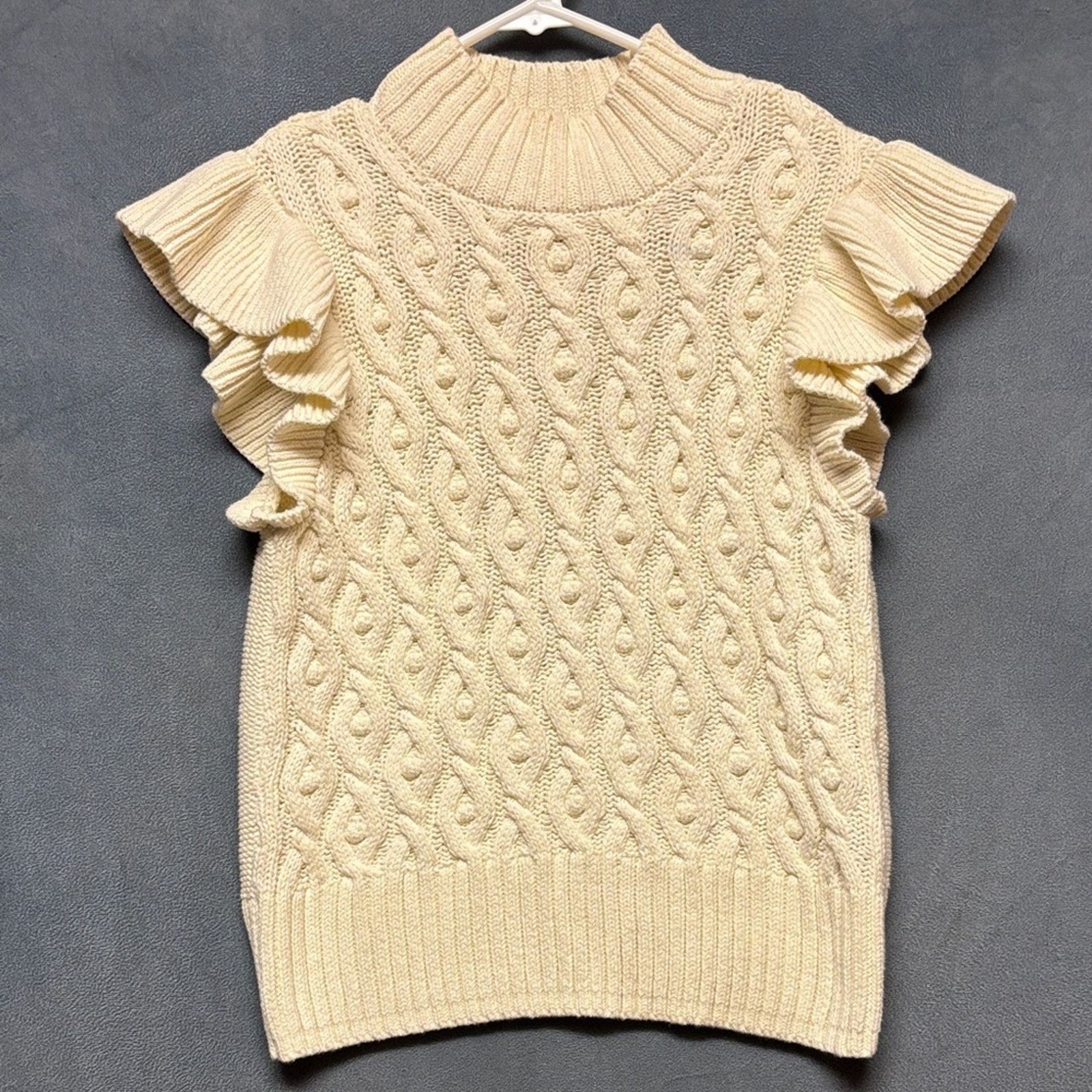 Other ON 34th Cream Cable Knit Flutter Sleeve Sweater Womens Small Size S / US 4 / IT 40 - 1 Thumbnail