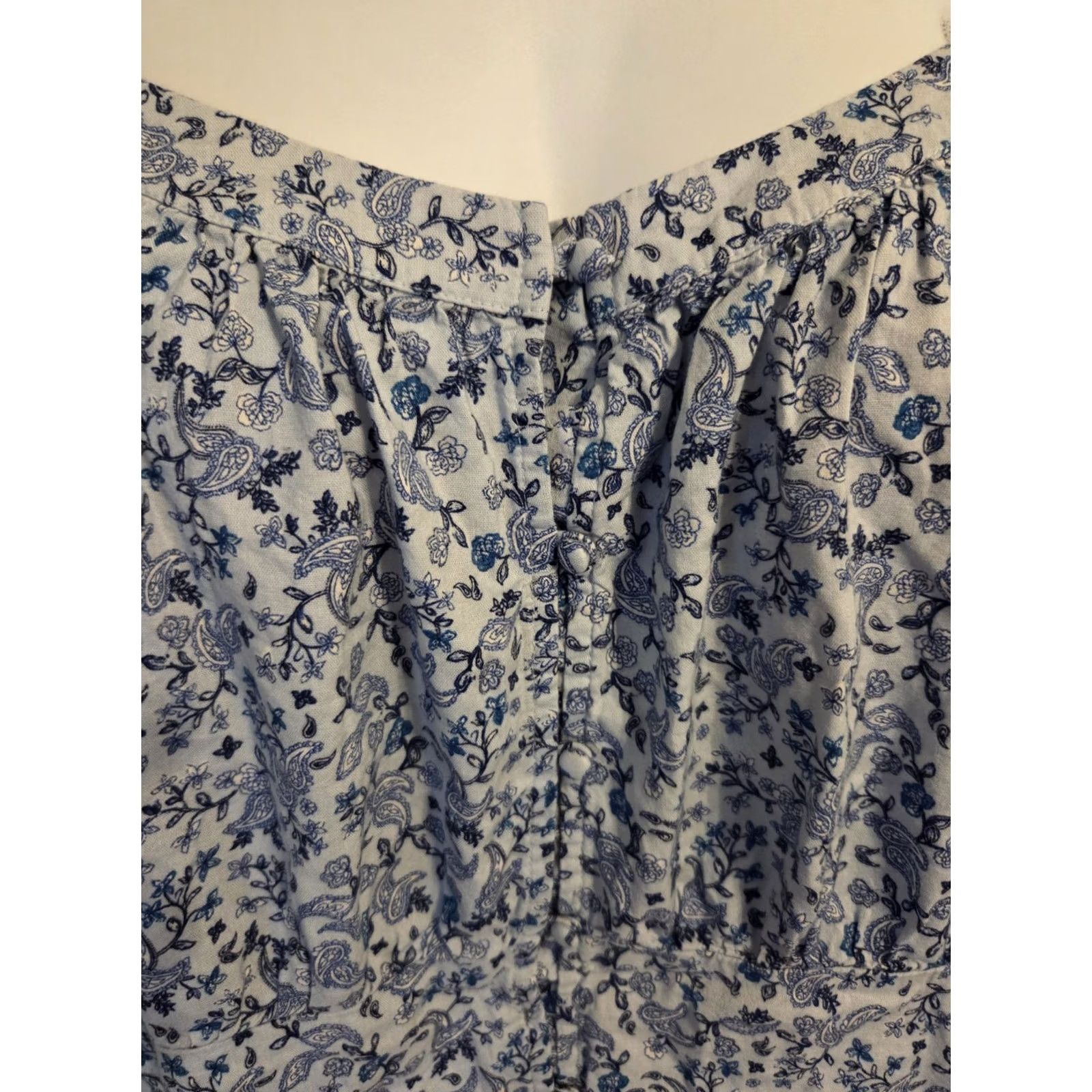 Old Navy Old Navy Blue Floral Paisley Print Smocked Back Top Boho Hippie Cottagecore 3X Size XXL / US 16-18 / IT 52-54 - 2 Thumbnail
