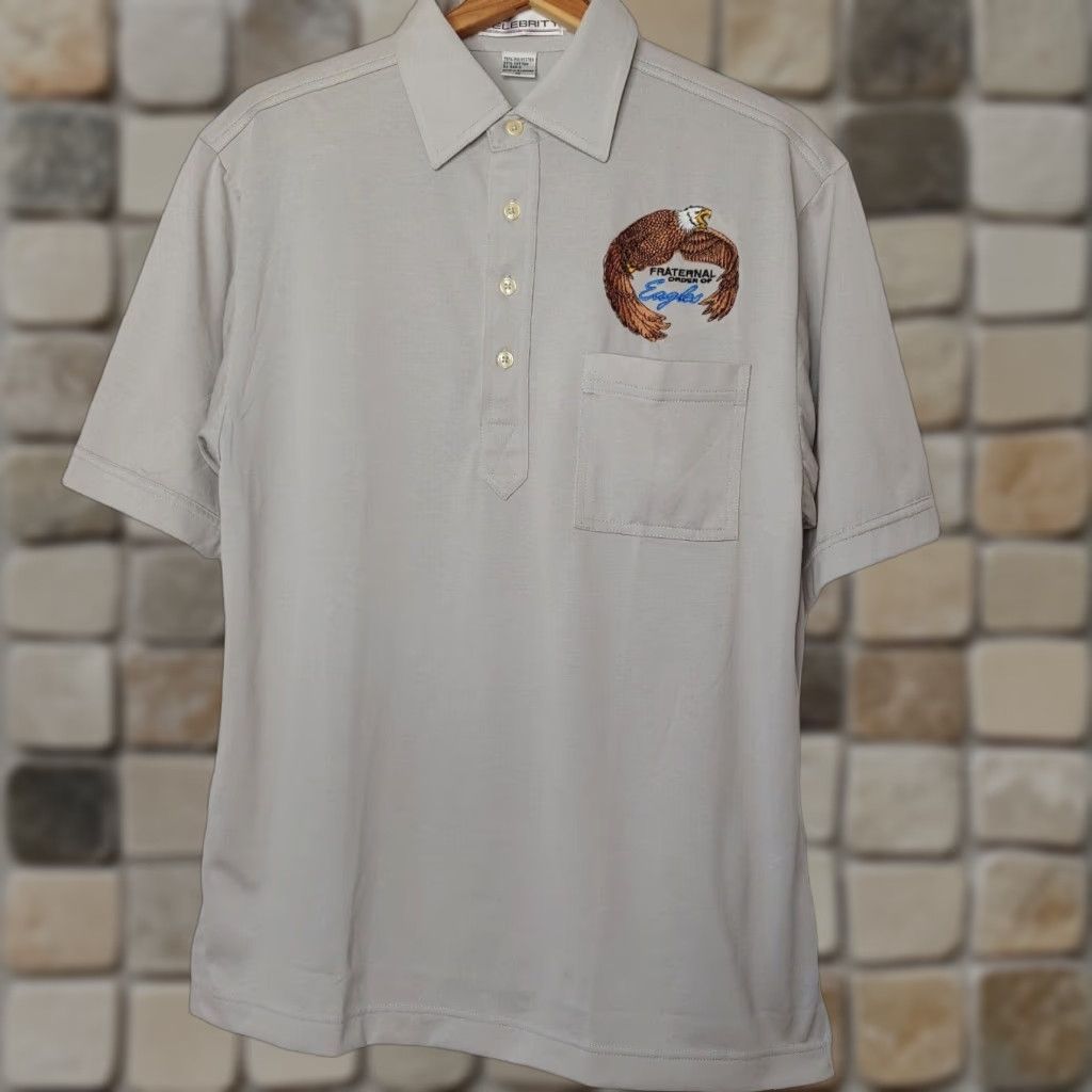 Vintage VINTAGE FOE Fraternal Order of Eagles Club Polo Shirt Men Medium Gray Grandpa Eagle Polo Shirt Size US M / EU 48-50 / 2 - 1 Thumbnail