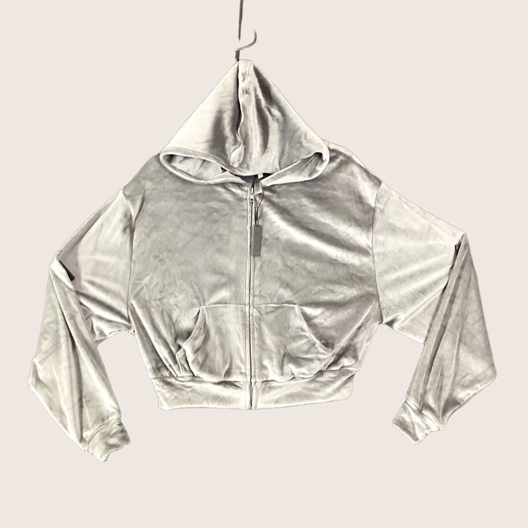 SKIMS Skims Velour Hoodie Cropped Zip Up Women XL Gray/ Honey Grey Zipper Full Zip Hooded Pockets Lounge Casual Activewear Size XL / US 12-14 / IT 48-50 - 1 Thumbnail
