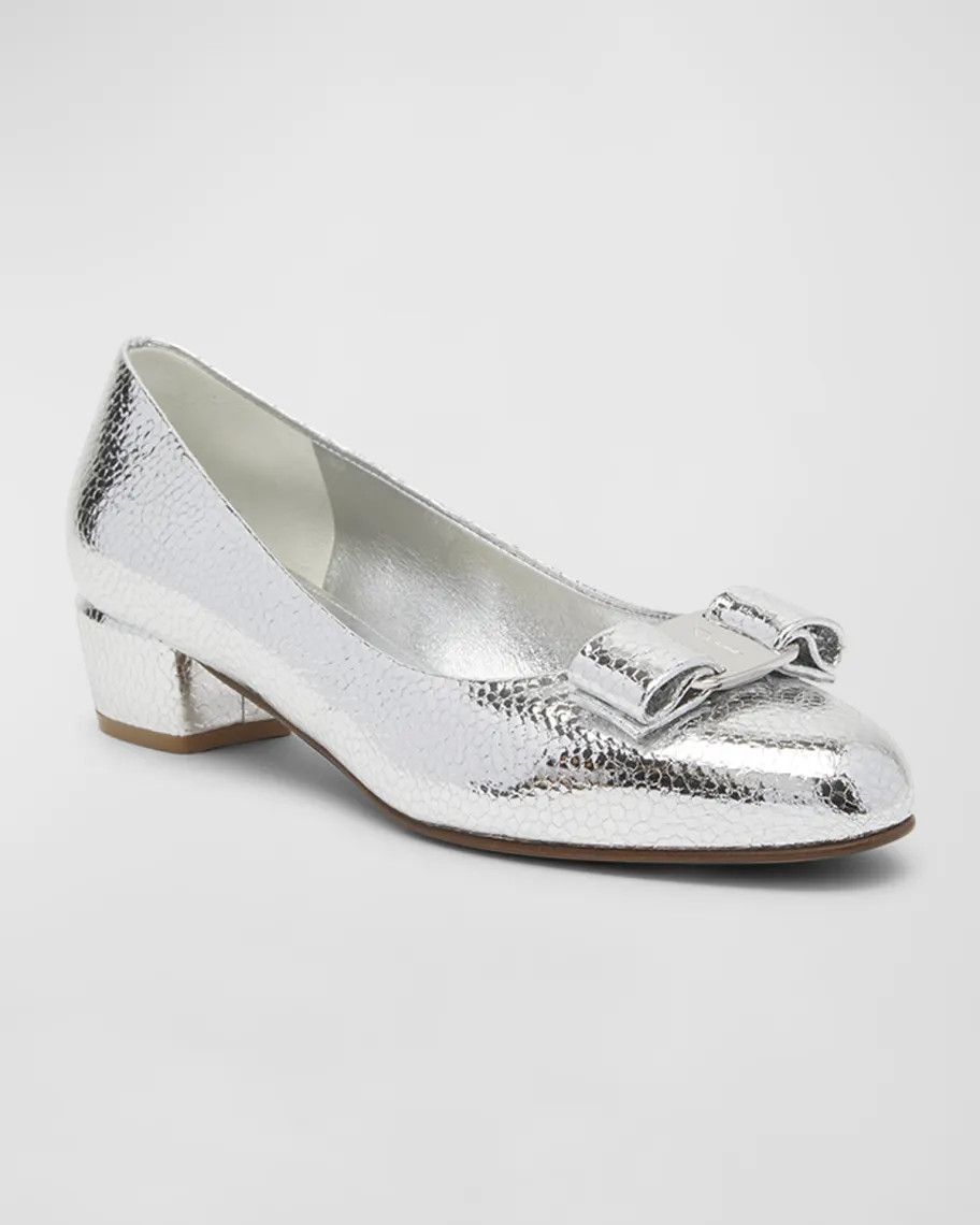 Salvatore Ferragamo o1s1rm0924 Vara Bow Pumps in Silver Size US 6.5 / IT 36.5 - 4 Thumbnail