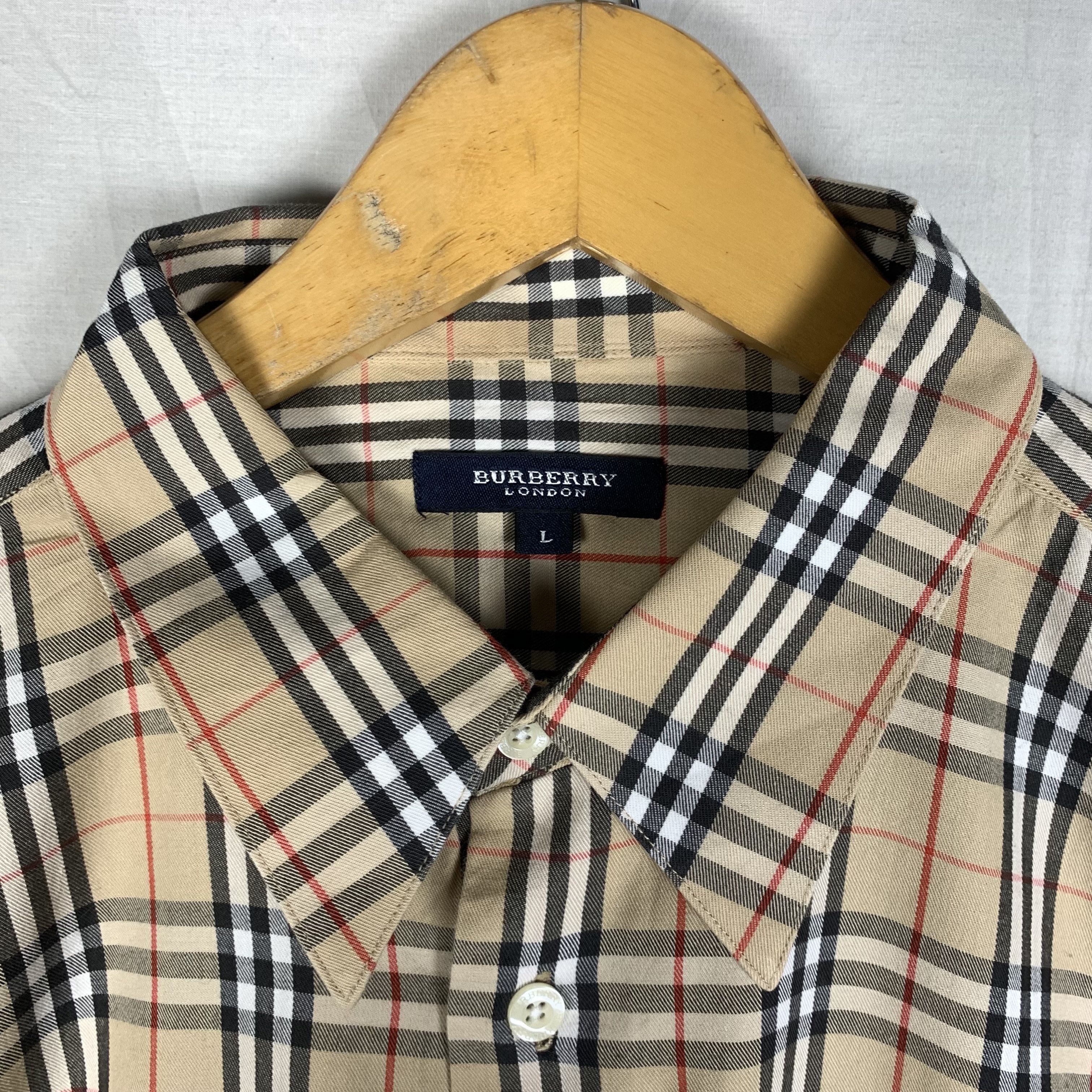 Burberry × Vintage Vintage Burberry Nova Check L/S Shirt Size US L / EU 52-54 / 3 - 4 Thumbnail