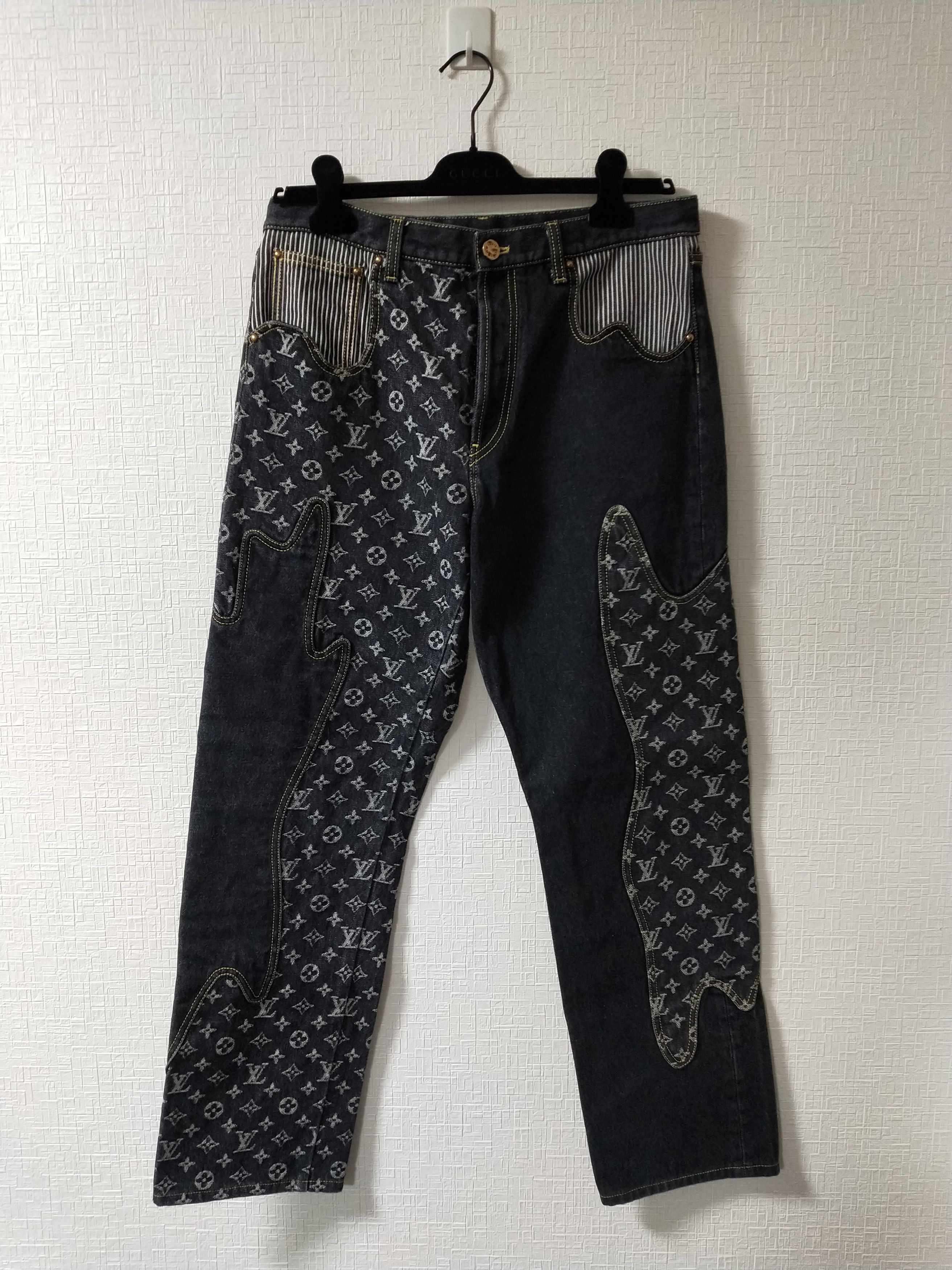 Image of Louis Vuitton Crazy Monogram Jeans in Black, Men's (Size 33)