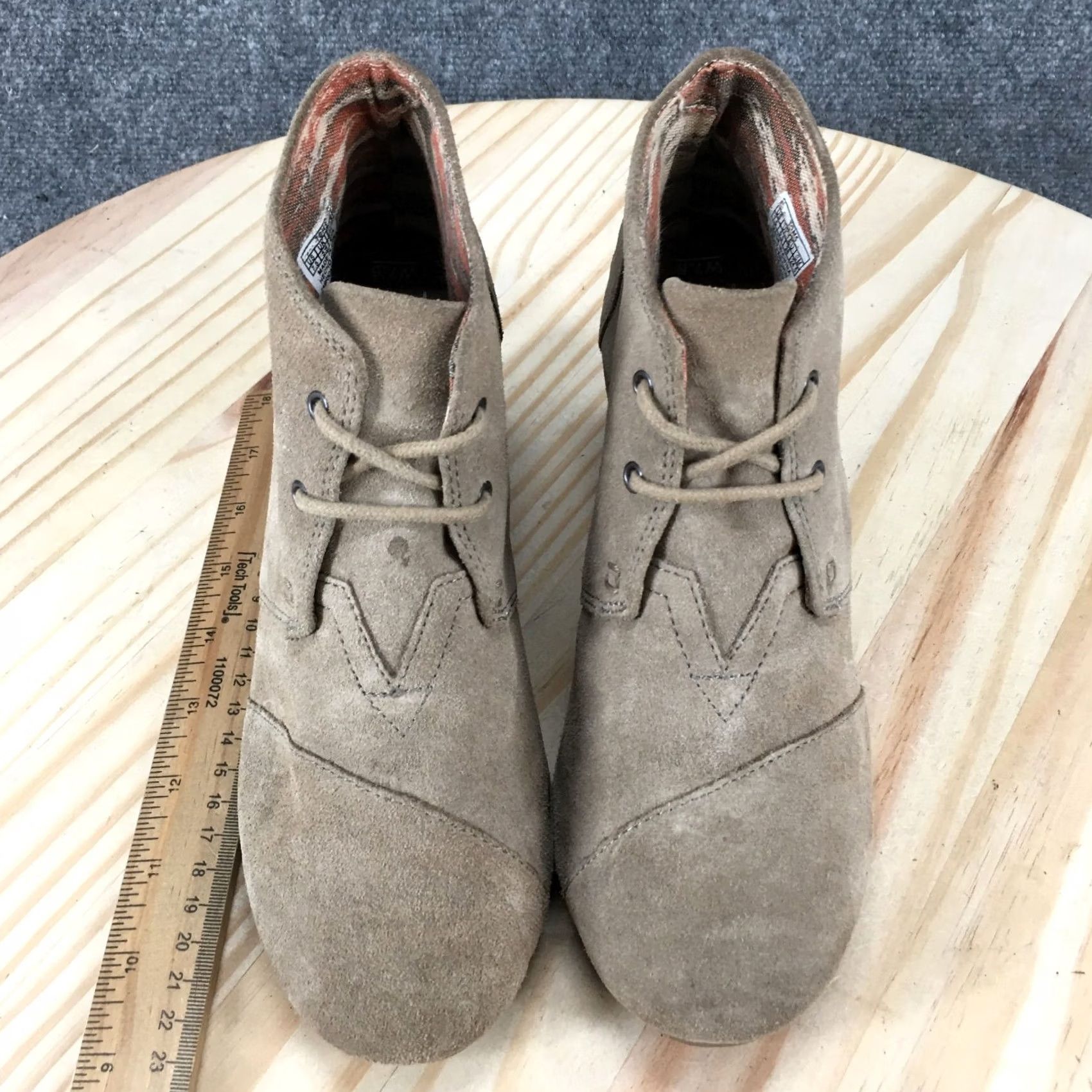 Toms TOMS Boots Womens 7.5 Ankle Booties Desert Wedge Brown Suede Leather Lace Up Bootie Size US 8 / IT 38 - 7 Thumbnail