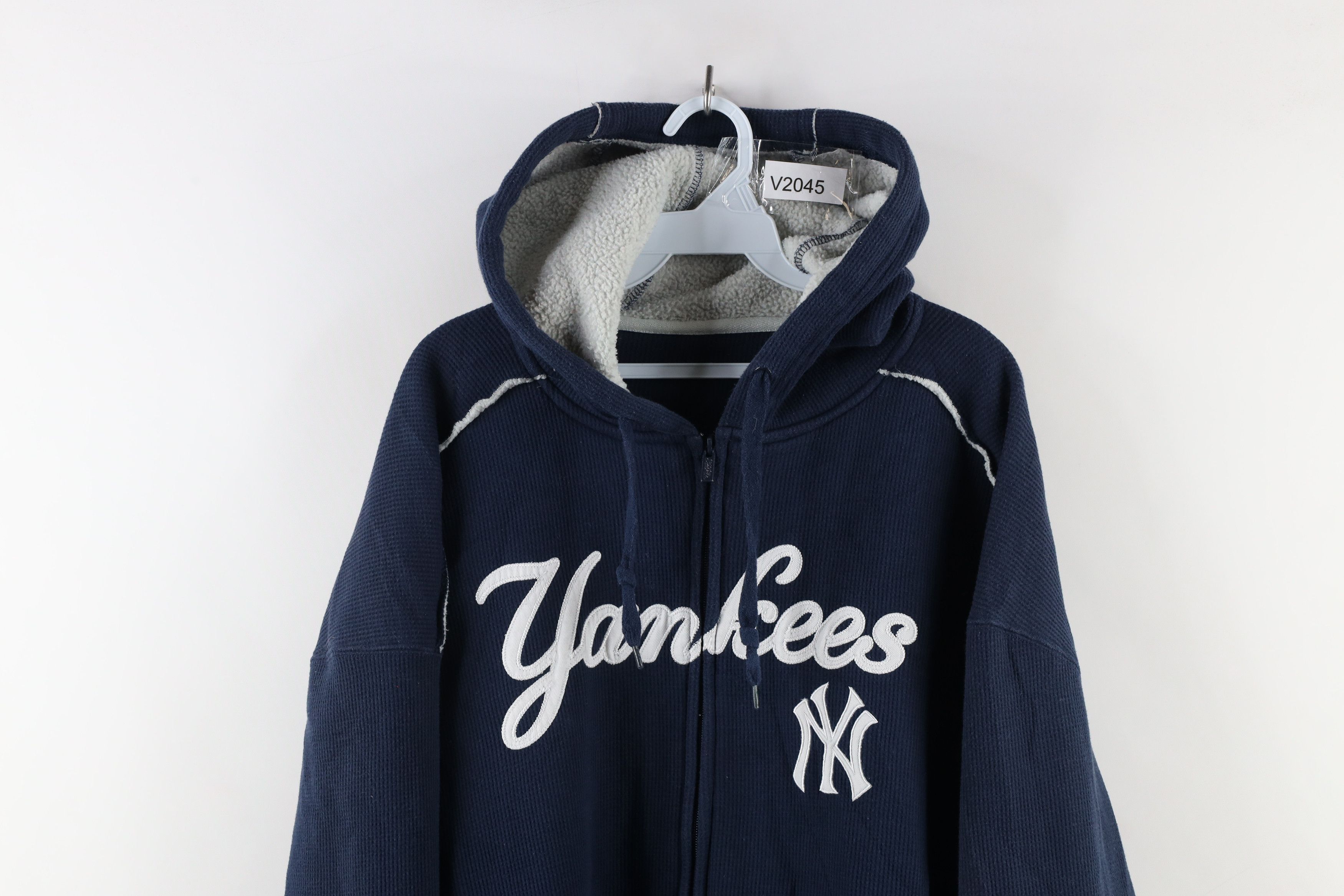 Vintage Vintage Knit Fleece Lined New York Yankees Full Zip Hoodie Size US XXL / EU 58 / 5 - 2 Thumbnail