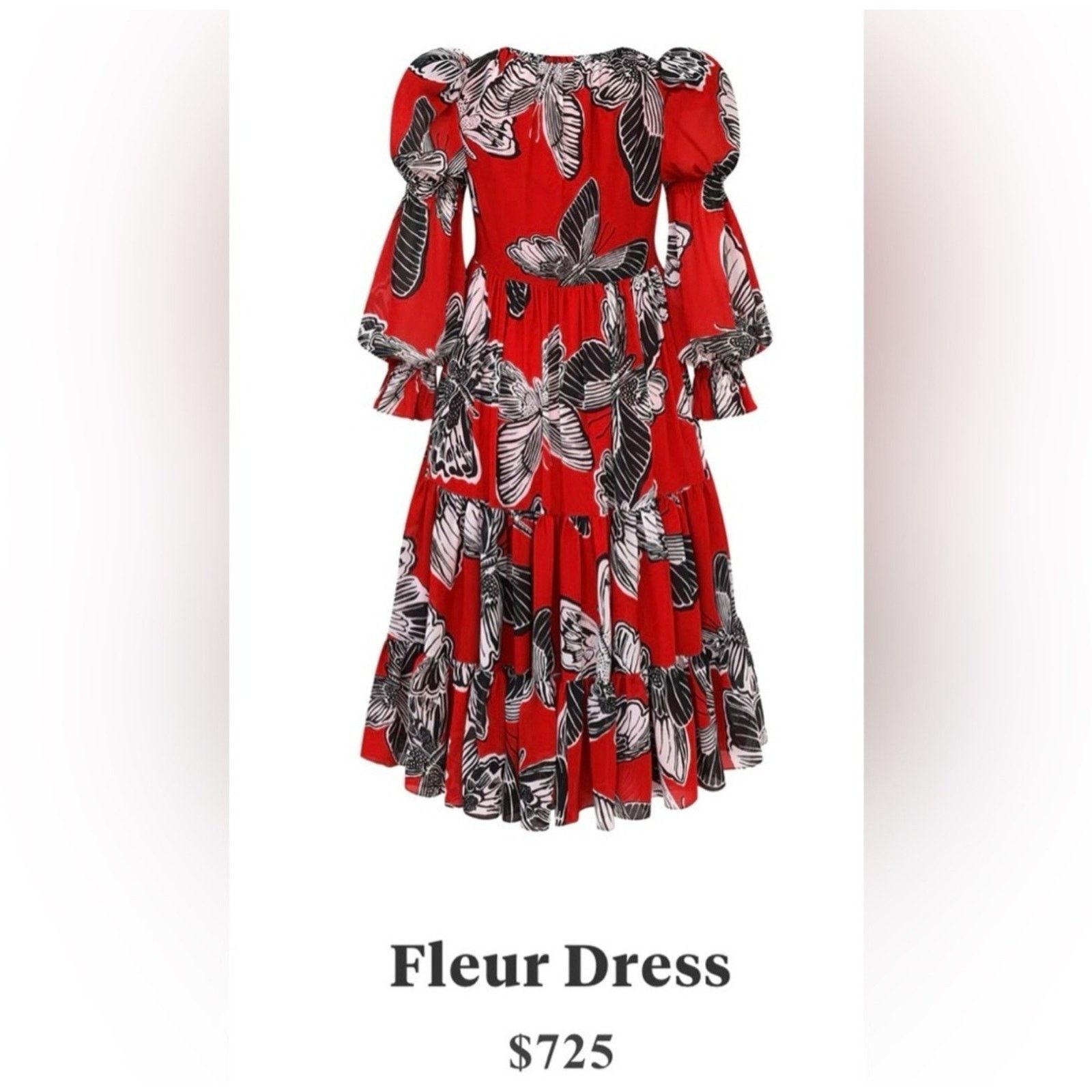 Other Autumn adeigbo Fleur midi Ladies Red Butterfly size 2 Size XS / US 0-2 / IT 36-38 - 7 Thumbnail