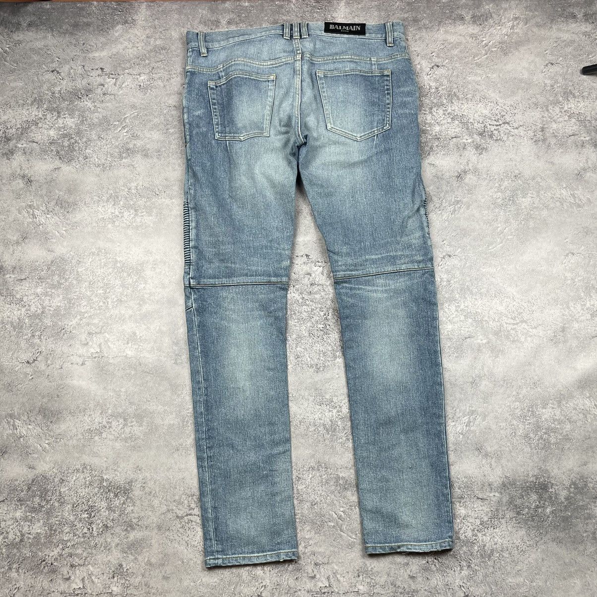 Balmain Balmain Light Blue Biker Stretch Denim Jeans Luxury Size US 34 / EU 50 - 2 Thumbnail