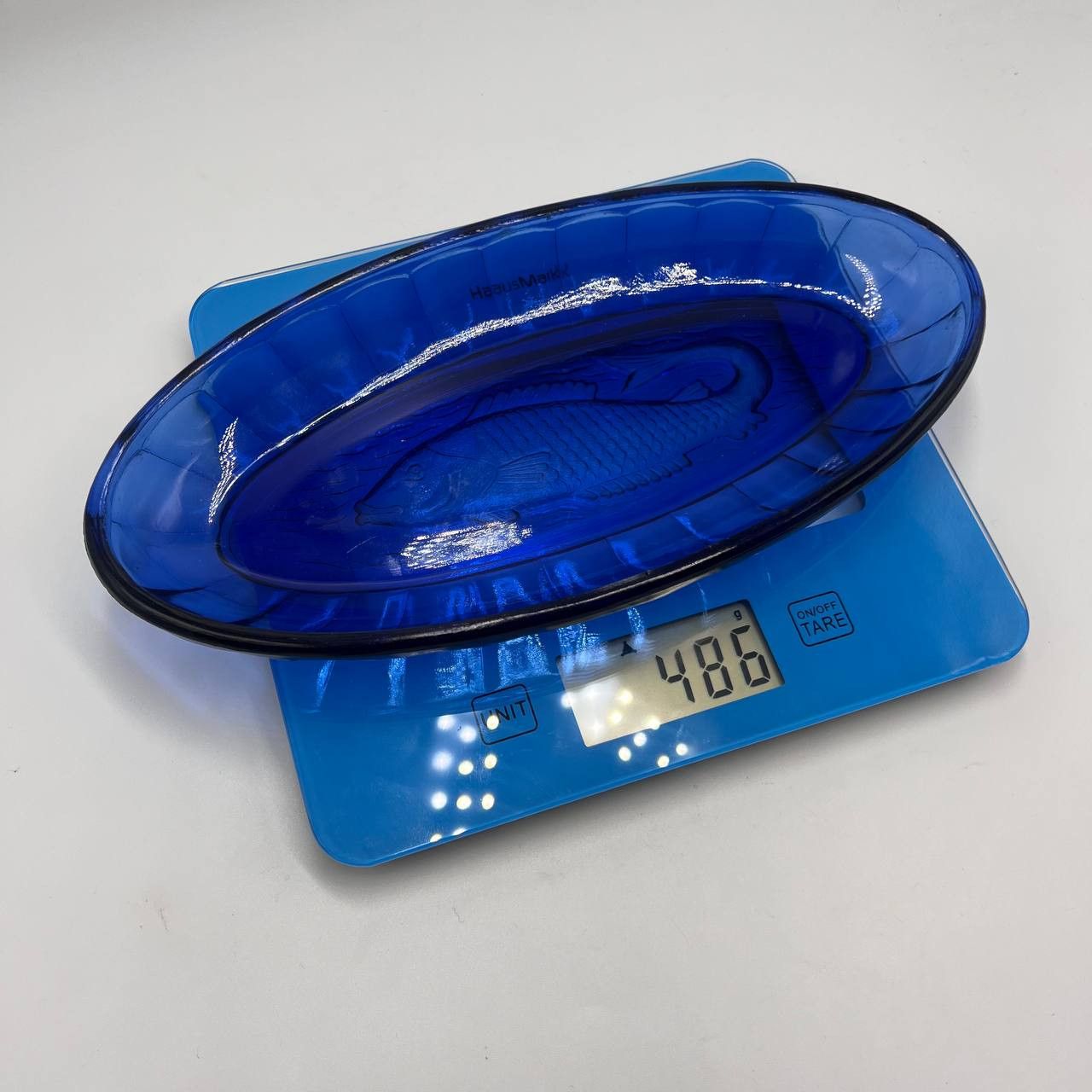 Vintage Vintage Cobalt Pressed Glass Dish Fish Carp Neman Factory Size ONE SIZE - 5 Thumbnail