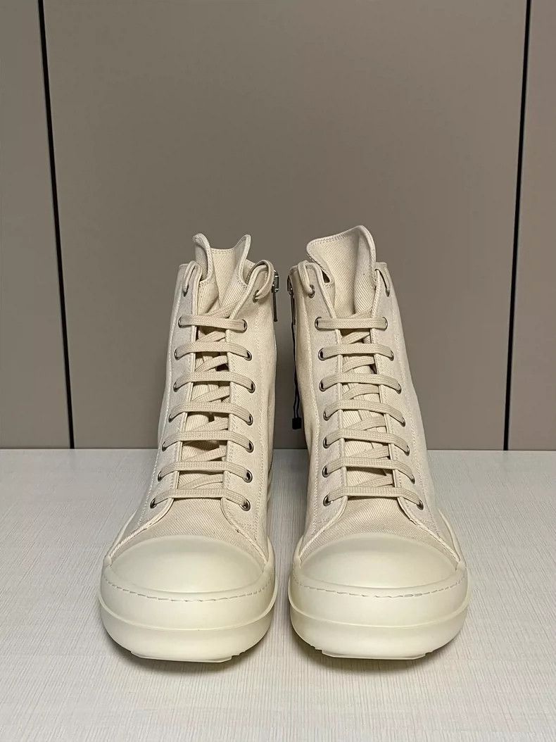 Rick Owens rick owens white high top sneakers-2508 Size US 12 / EU 45 - 2 Thumbnail