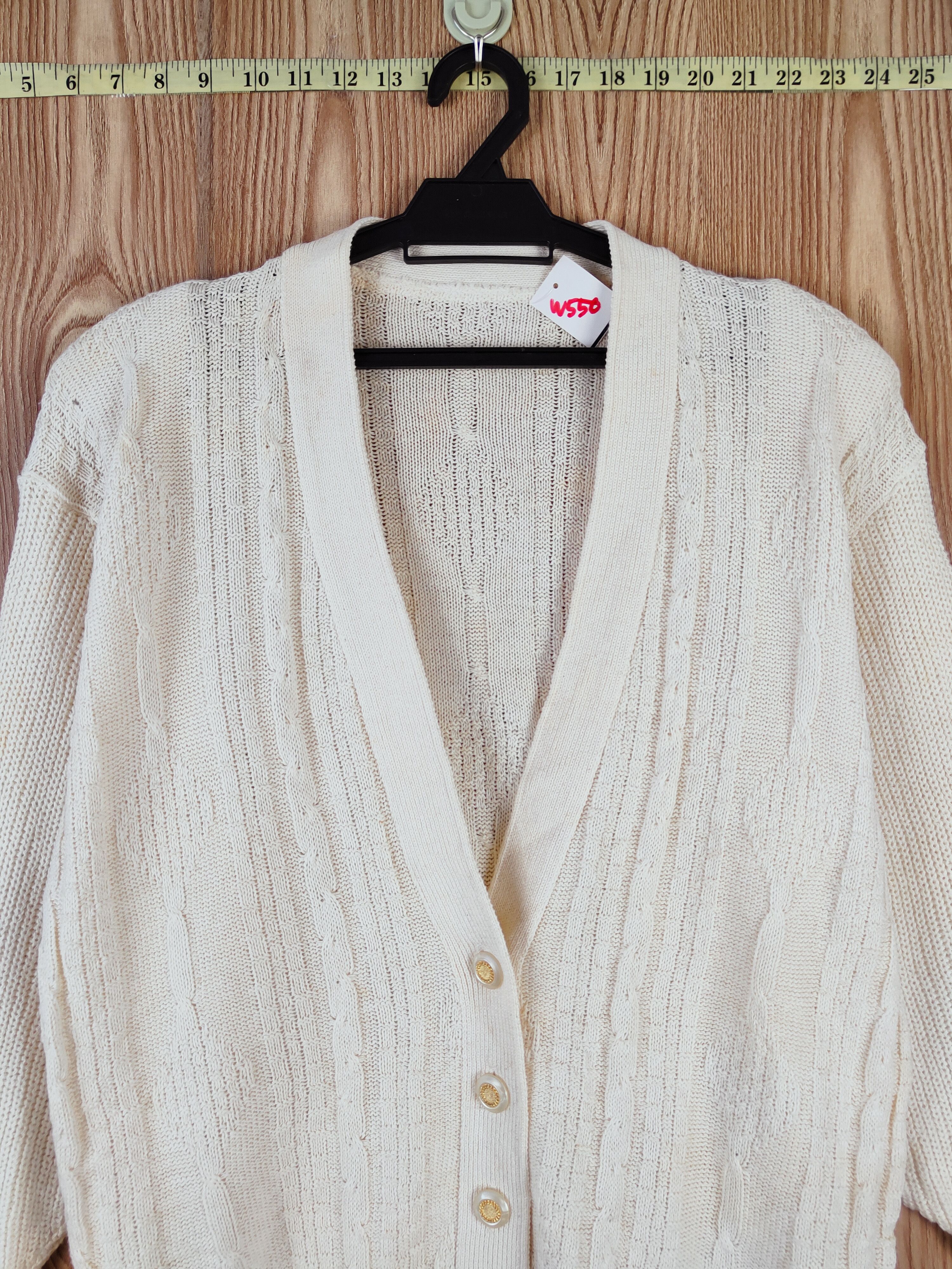 Aran Isles Knitwear × Japanese Brand Japanese Brand Cream Knitwear Cardigan vintage #W 550 Size L / US 10 / IT 46 - 2 Thumbnail