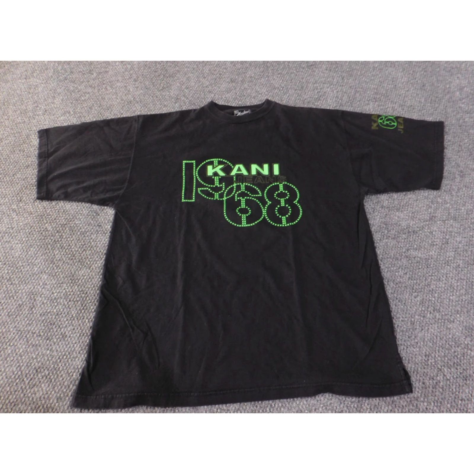Vintage Kani Jeans Shirt Mens XL Black 1968 Graphic Short Sleeve Crew Neck Hip Hop Tee Tee Shirts Mens Black Graphic Print 1968 Hip Hop StreetwearKani Jeans Size US XL / EU 56 / 4 - 2 Thumbnail
