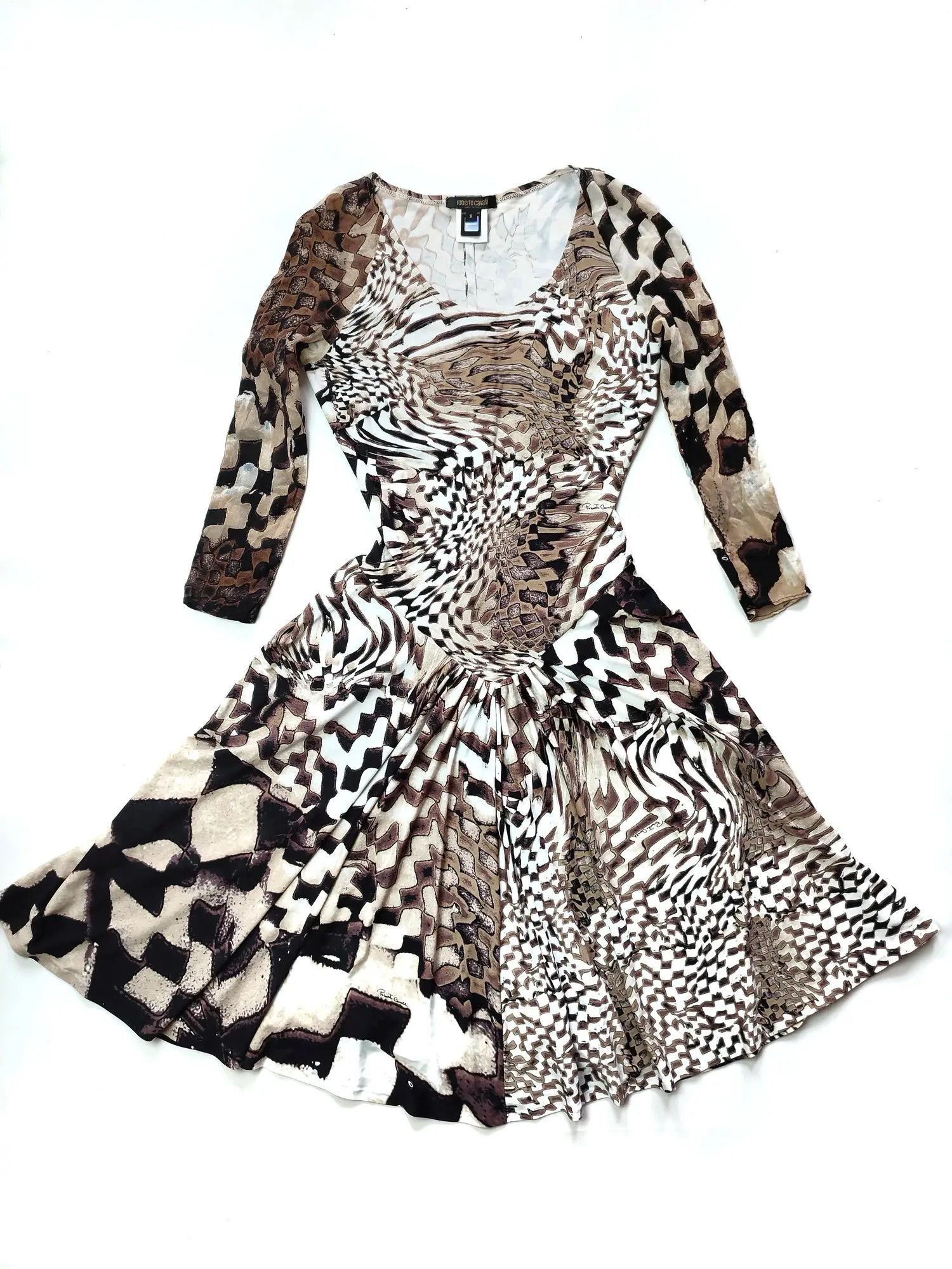 Roberto Cavalli Vintage Roberto Cavalli 2003 Silk Dress Psychodelic Runway Size S / US 4 / IT 40 - 2 Thumbnail