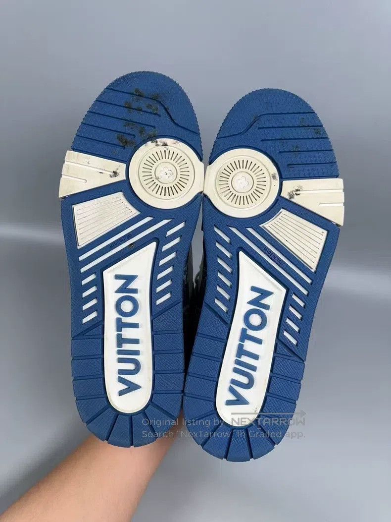 Louis Vuitton Louis Vuitton White and Blue Full Print Denim Trainer Casu Size US 7 / EU 40 - 9 Thumbnail