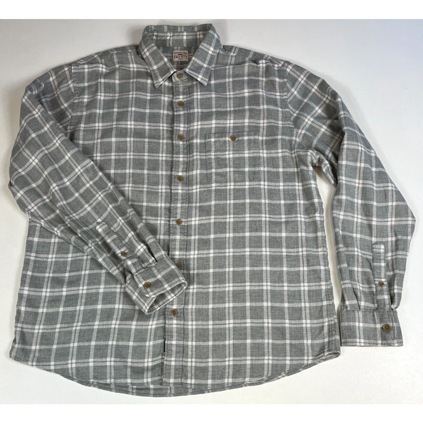 Faherty VINTAGE Faherty Button-Up Plaid Flannel Shirt XL Gray Cotton Organic Sz XL Men’s Button-Up Long Sleeve Pockets Classic Outdoor Size US XL / EU 56 / 4 - 3 Thumbnail