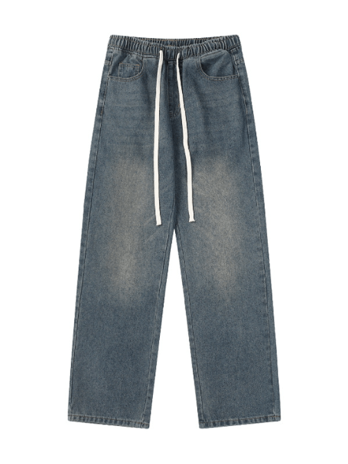 Japanese Brand × Jean Japanese retro washed distressed elastic waist jeans for men Size US 32 / EU 48 - 5 Thumbnail