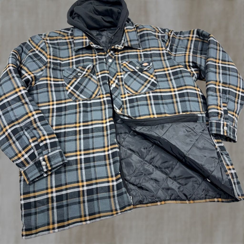 Dickies Dickies Shacket Men 3XL Gray Black Flannel Shirt Jacket Hooded Blanket Lined Shirt Jacket Jacket Black 3XL Dickies Size US XXL / EU 58 / 5 - 1 Thumbnail