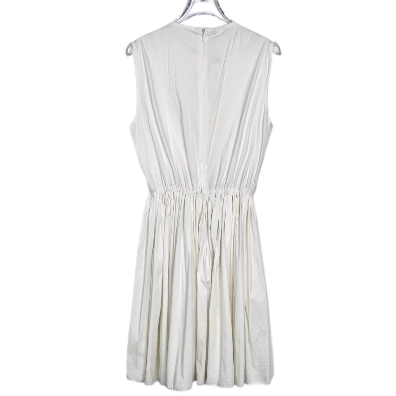 Miu Miu MiuMiu] Lace Detail Round Neck Sleeveless Bodycon Dress Beig Size S / US 4 / IT 40 - 6 Thumbnail