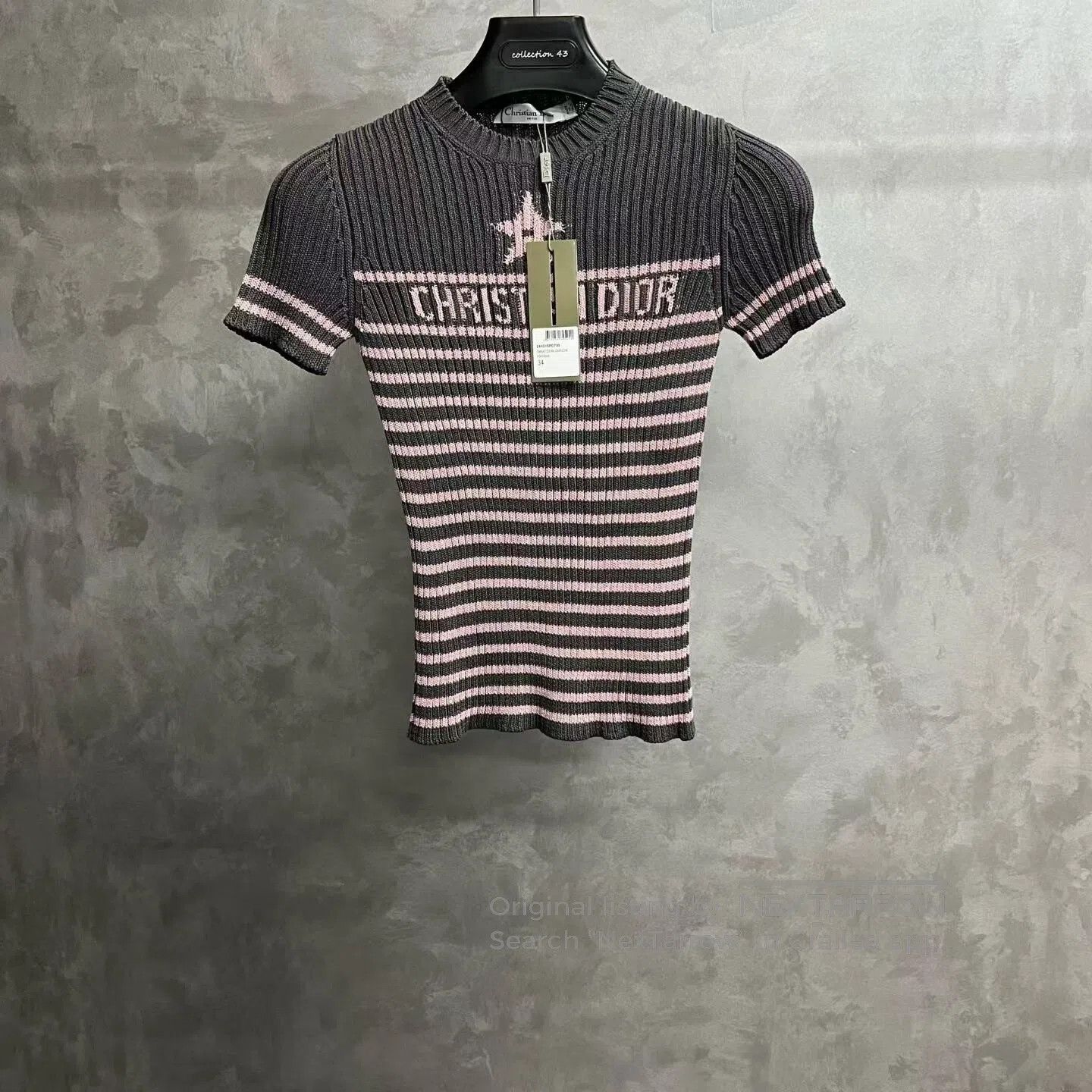 Dior Dior Color contrast striped pullover short-sleeved knit sw Size XS / US 0-2 / IT 36-38 - 1 Thumbnail