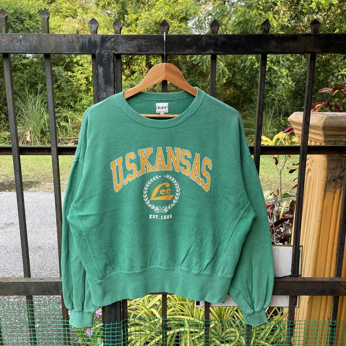 Lee 🔥Vintage 90s Lee US Kansas Big Logo Spellout Sweatshirts Size US L / EU 52-54 / 3 - 1 Thumbnail