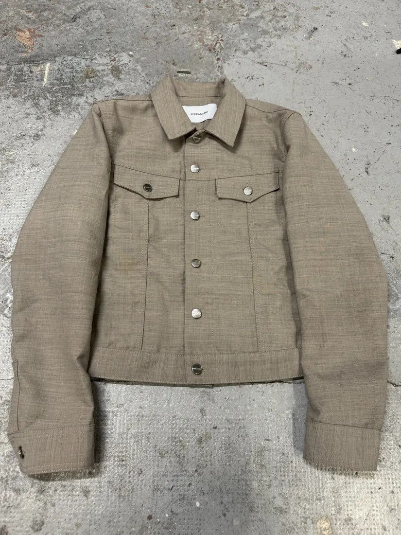 Salvatore Ferragamo × Vintage Ferragamo Grey Minimalist Trucker Jacket Size US S / EU 44-46 / 1 - 5 Thumbnail