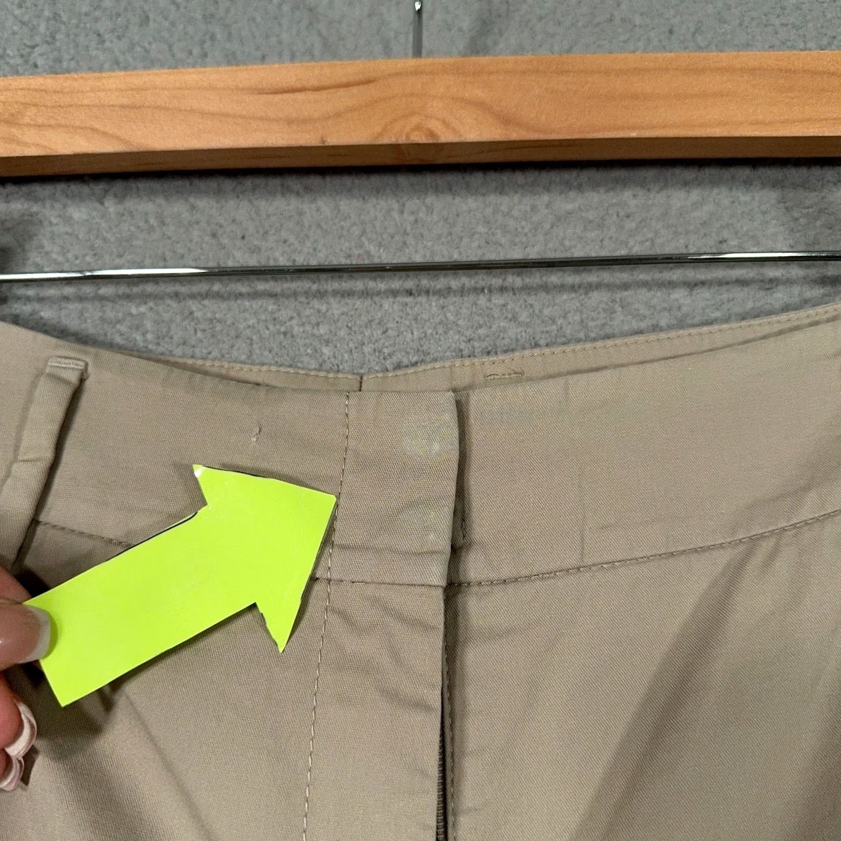 Vintage Akris Punto Pants Womens 8 Beige Flat Front Chino Lightweight Stretch Flawed Size 30" / US 8 / IT 44 - 5 Thumbnail