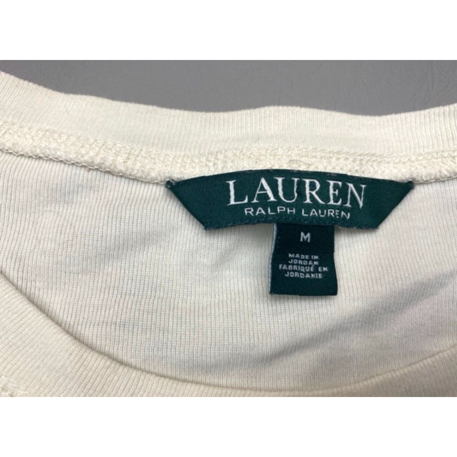 Ralph Lauren Lauren Ralph Lauren Shirt Top Medium Cream Long-Sleeve Elbow Pad Shoulder Zip Size M / US 6-8 / IT 42-44 - 6 Thumbnail