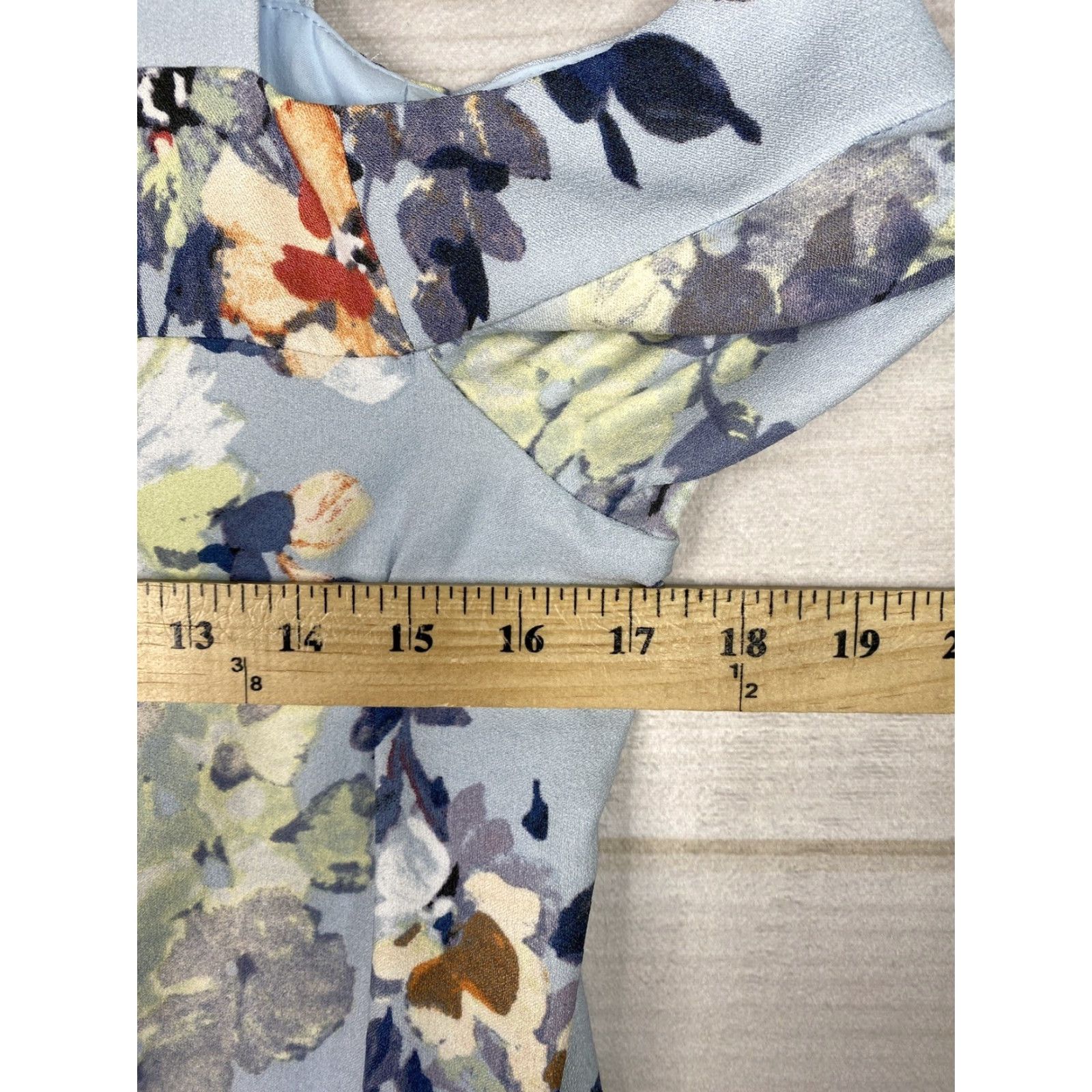Vintage VINTAGE? No - Taylor Dress Womens 6 Blue Floral Cold Shoulder Lined Zip Back Knee Length Shirt? Size M / US 6-8 / IT 42-44 - 7 Thumbnail