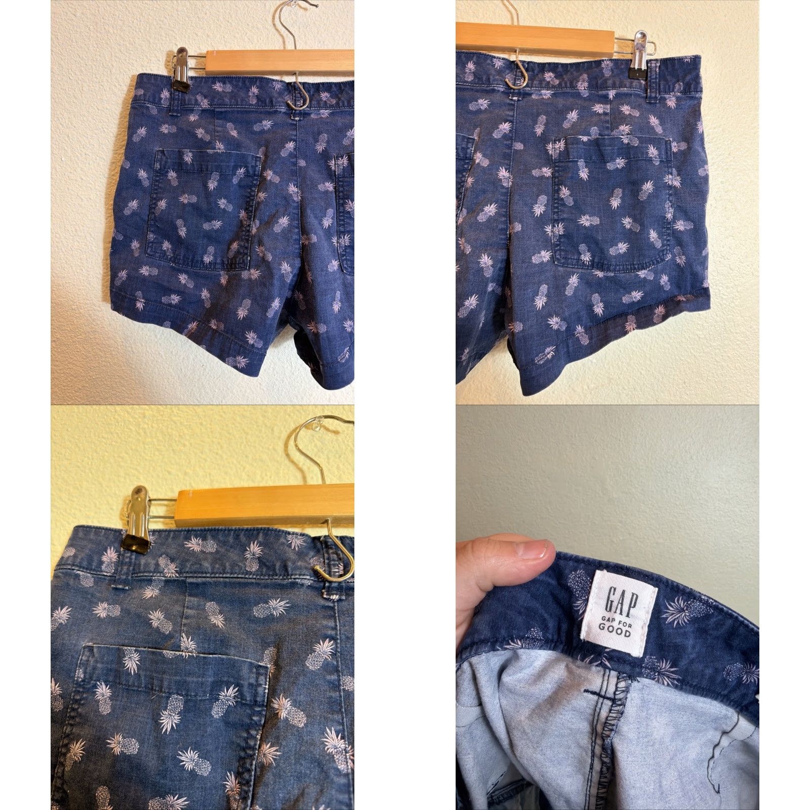 Gap VINTAGE Gap WOMENS INDIGO KHAKI W/ PINEAPPLES PRINT 3" SHORT W/ POCKETS SIZE 10 Size 32" / US 10 / IT 46 - 8 Thumbnail