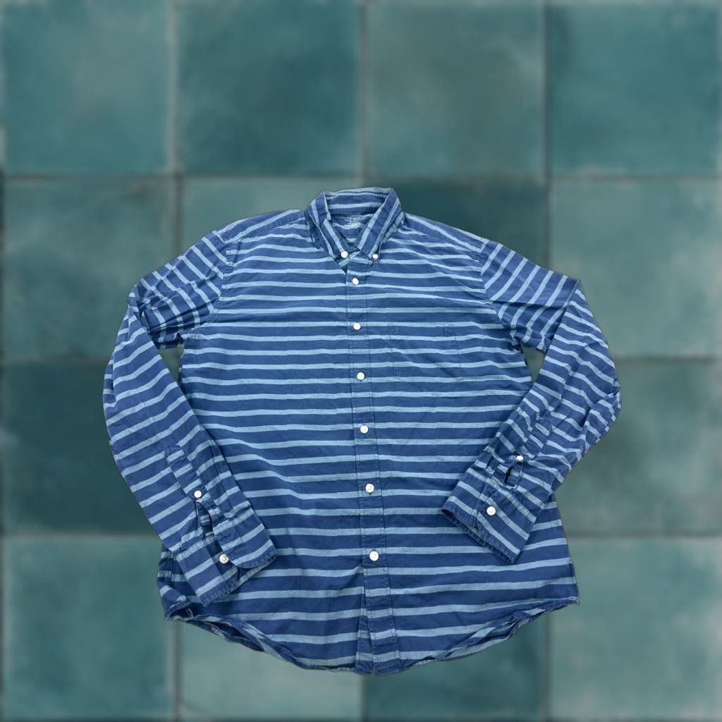 J.Crew J.Crew Shirt Mens Large Blue Gray Striped Slim Fit Lightweight Button Up Size US L / EU 52-54 / 3 - 1 Thumbnail