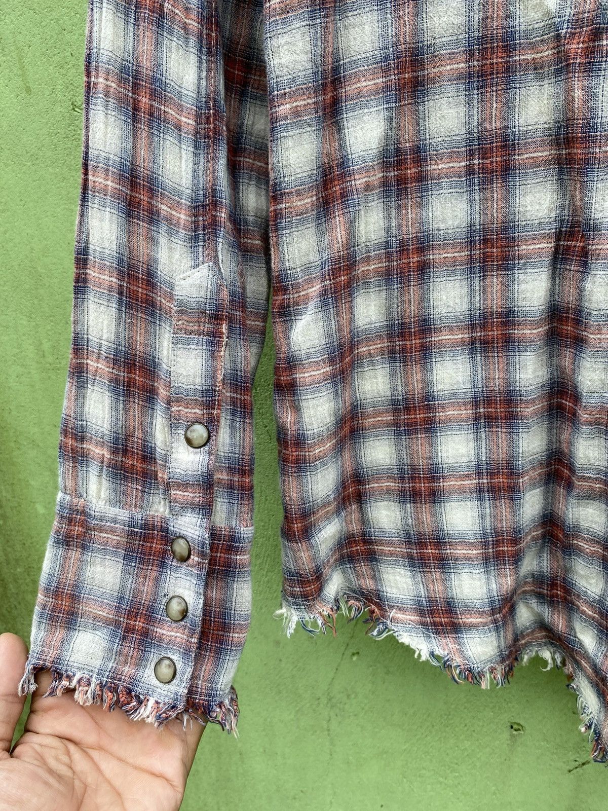 GOA GOA Vintage Distressed Plaid Western Raw Hem Grunge Fade Size ONE SIZE - 12 Thumbnail
