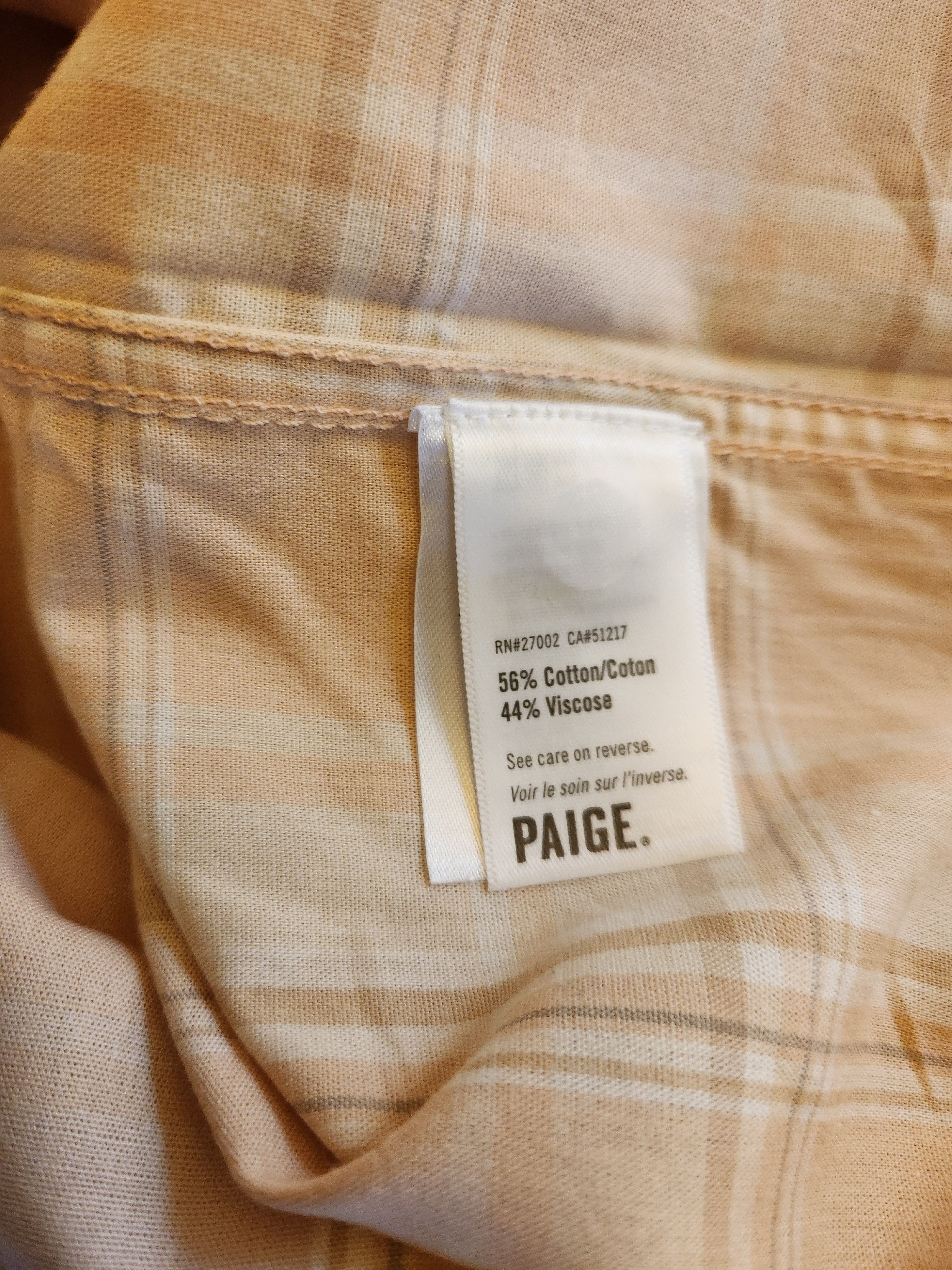 Paige Everett Men's Cotton Blend Peach Colored Plaid Shirt Size US L / EU 52-54 / 3 - 4 Thumbnail