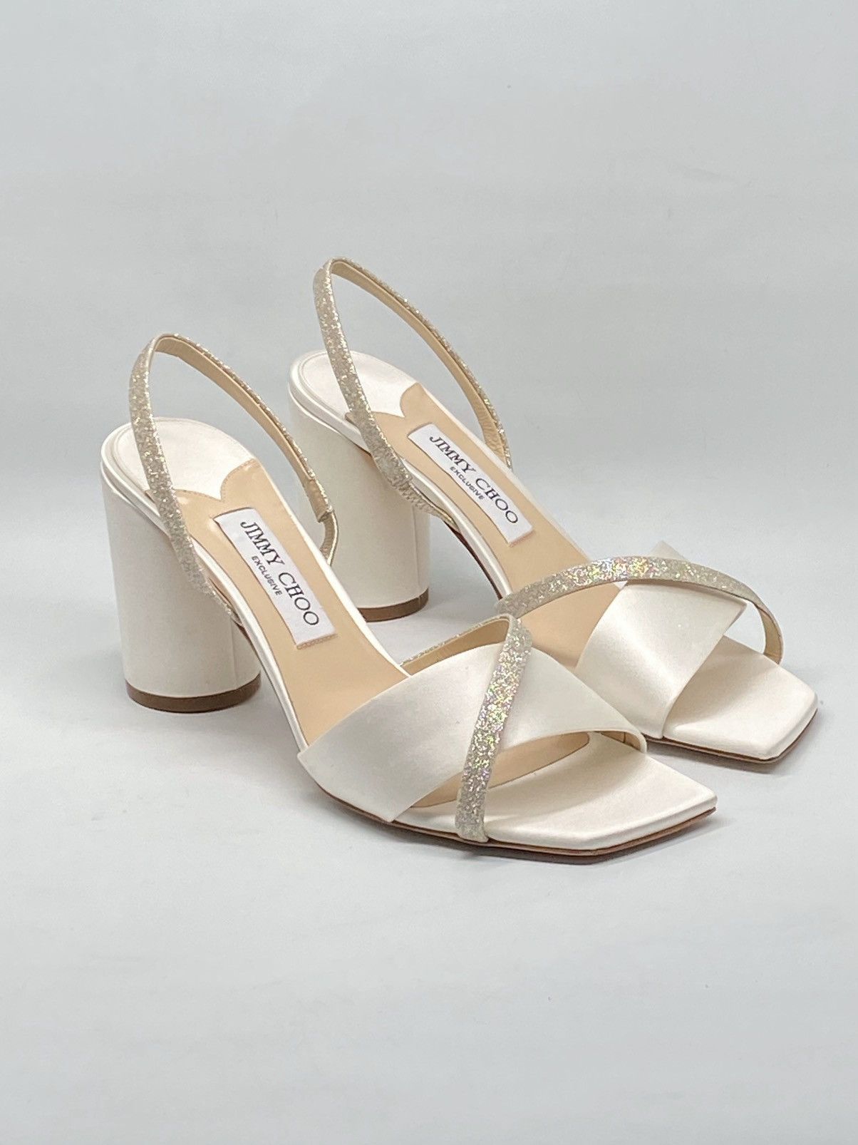 Jimmy Choo Jimmy Choo Plum Satin & Glitter Slingback Sandals size 39.5 Size US 9.5 / IT 39.5 - 2 Thumbnail