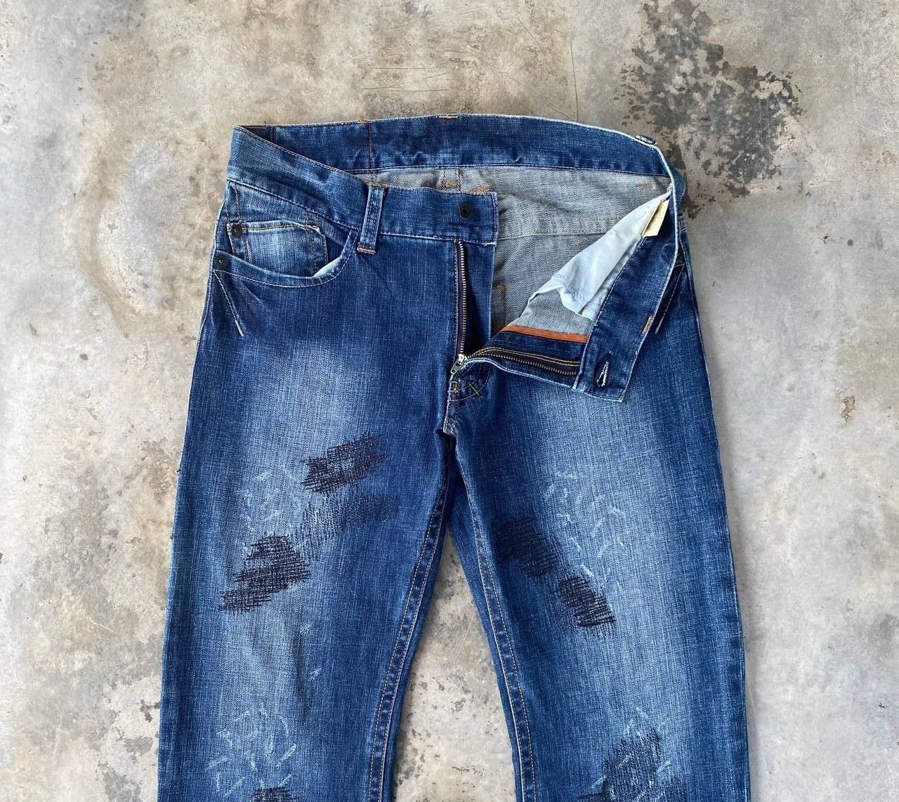 291295=Homme Archival 291295=HOMME Curved Leg "J-Cut Sashiko Repair Denim Size US 30 / EU 46 - 8 Thumbnail