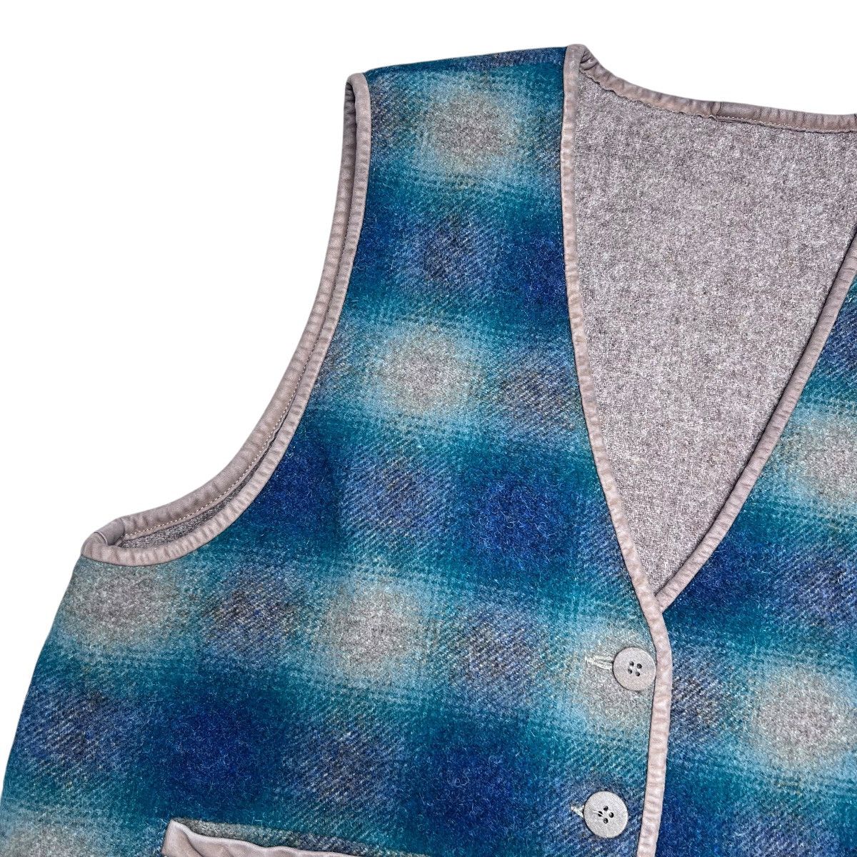 L.L. Bean × Vintage 80s L.L. Bean Green Brown Plaid Wool Reversible Hunting Vest Size XL / US 12-14 / IT 48-50 - 6 Thumbnail