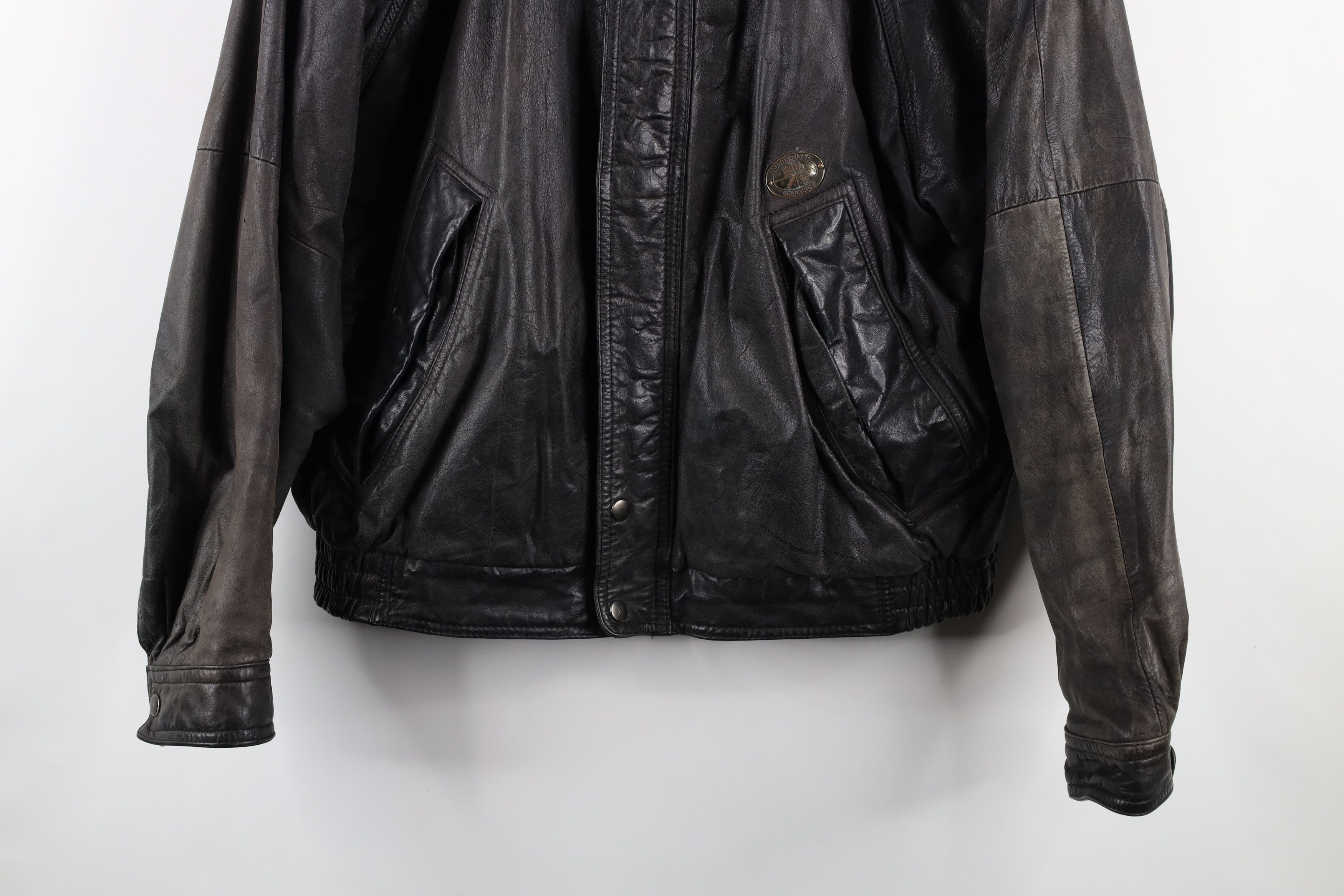 Vintage Vintage 90s Streetwear Hooded Leather Bomber Jacket Black Size US L / EU 52-54 / 3 - 3 Thumbnail