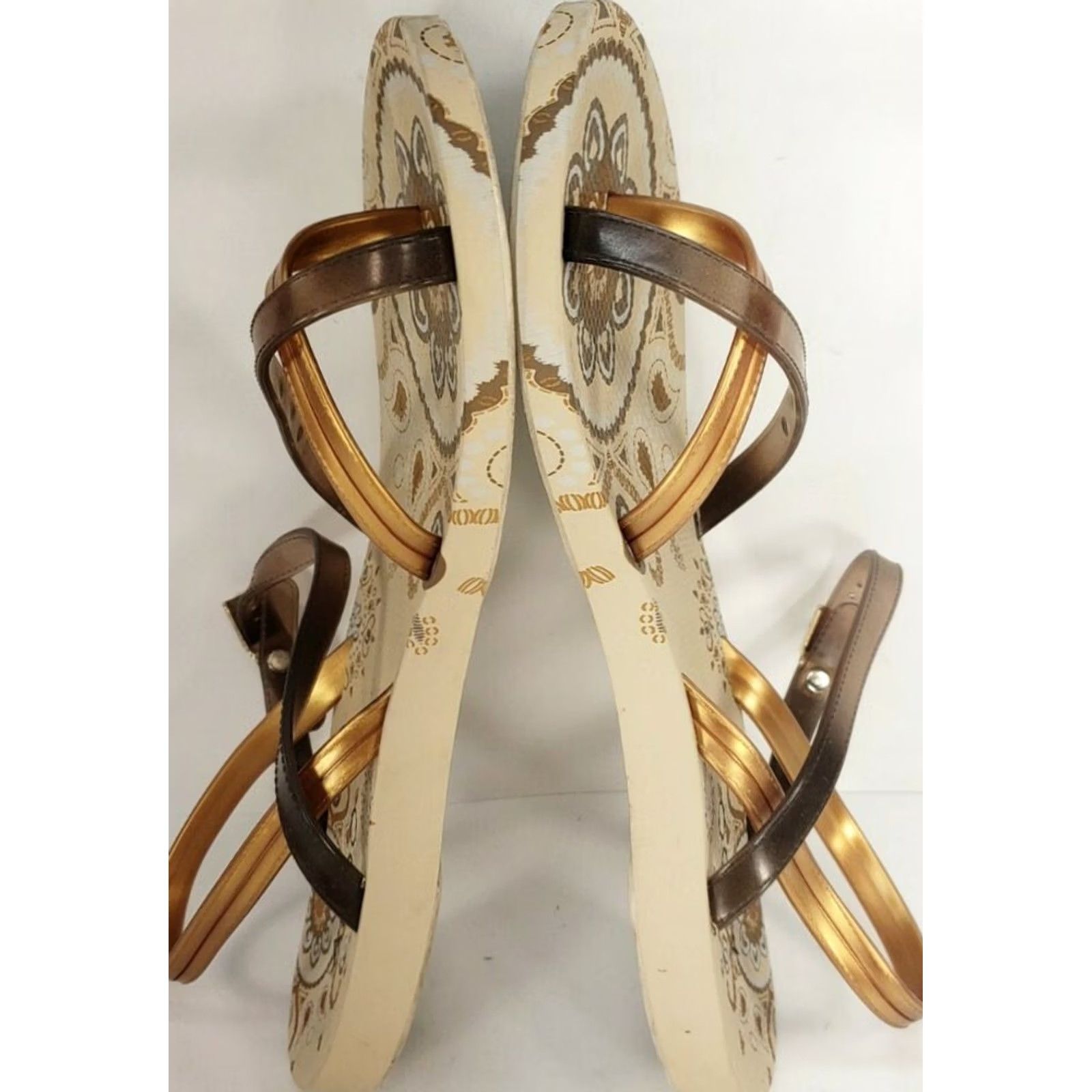 Aldo Aldo Sandals Women 8 Gladiator Flat Strappy Brown Rhinestones Buckle Slip Resistant Cushioned Footbed Size US 8 / IT 38 - 7 Thumbnail