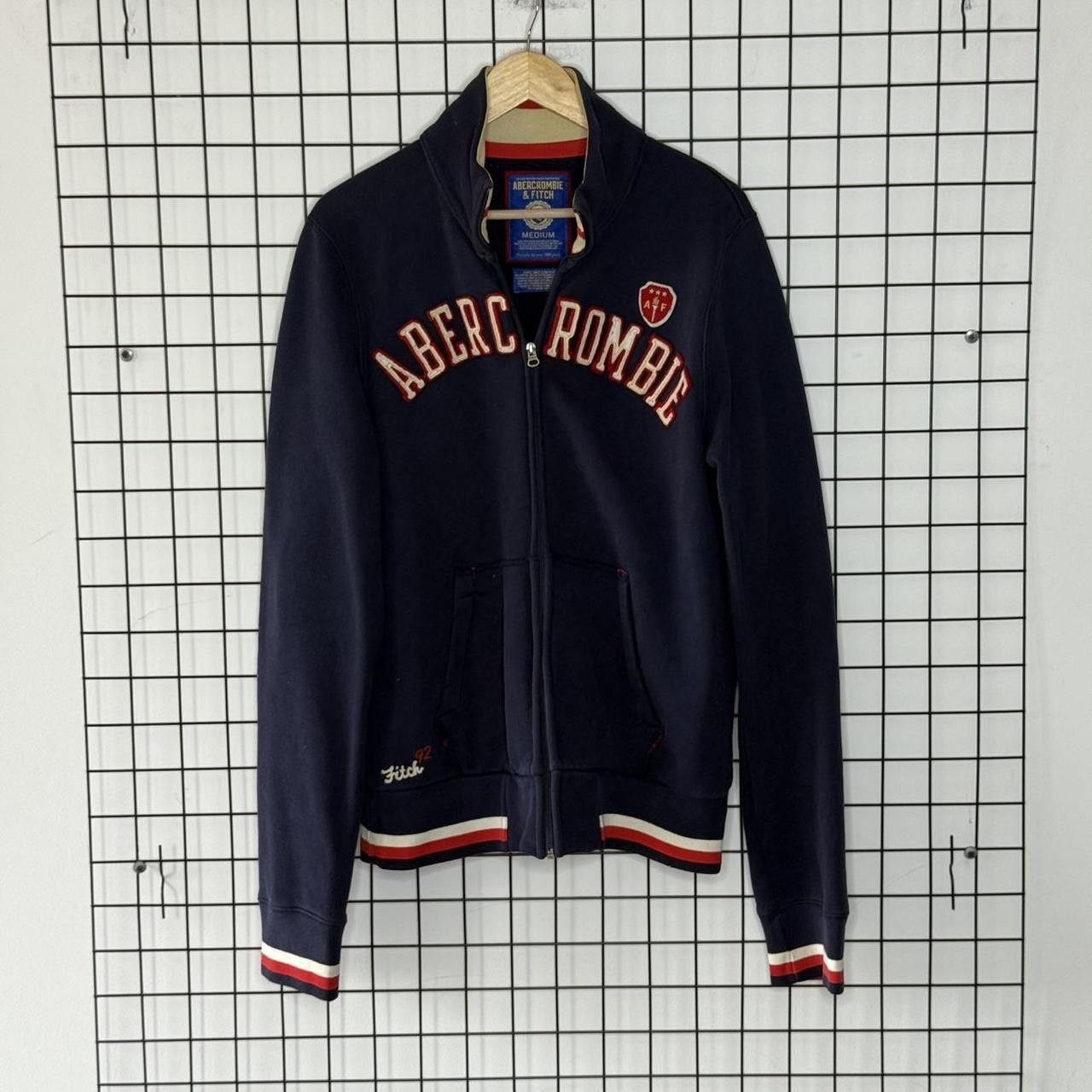 Abercrombie & Fitch Abercrombie and Fitch Sweatshirt Zip Up Embroidered Navy Size US M / EU 48-50 / 2 - 1 Thumbnail