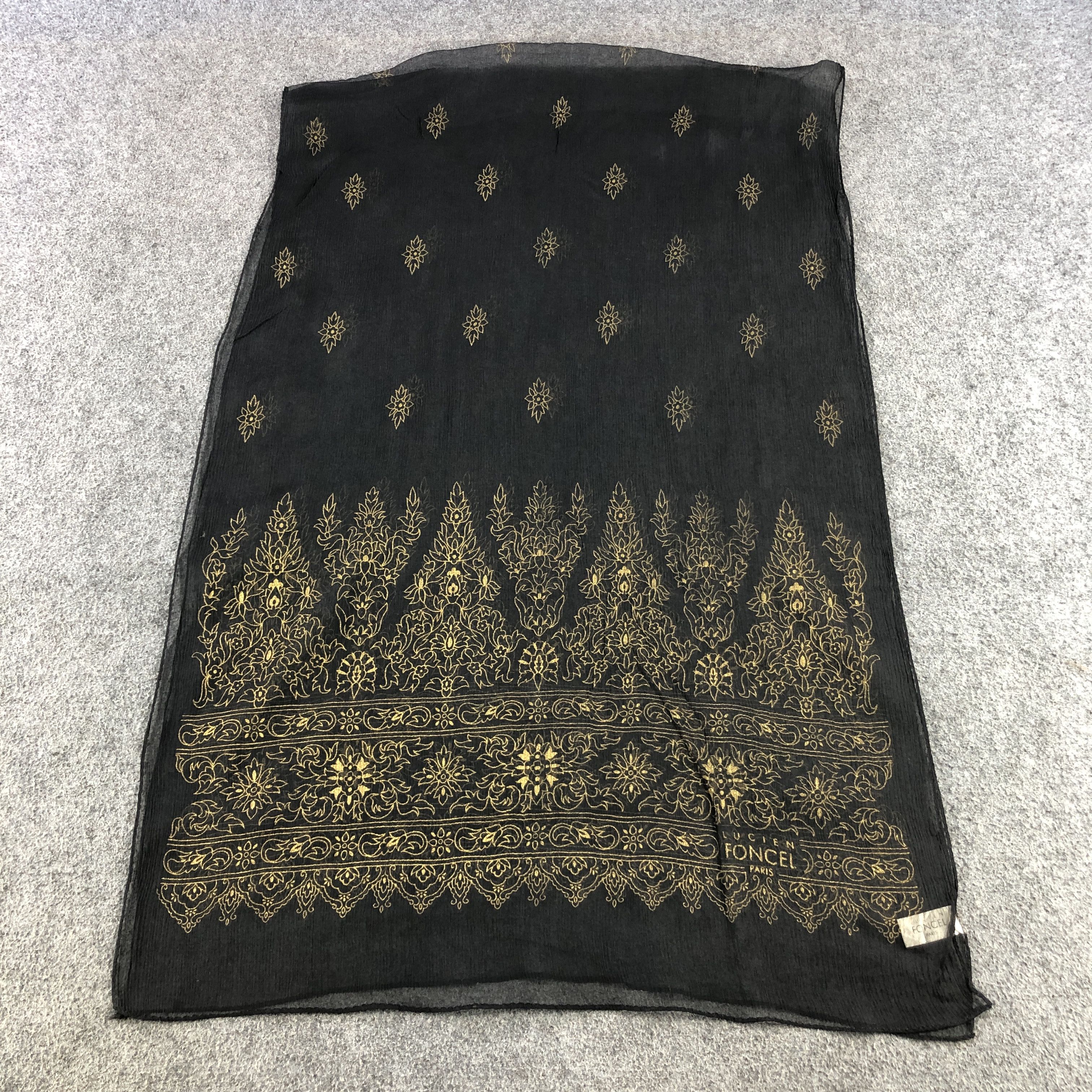 Vintage Lucien Foncel Luxury Silk Stole Silk Scarf M1091 Size ONE SIZE - 2 Thumbnail