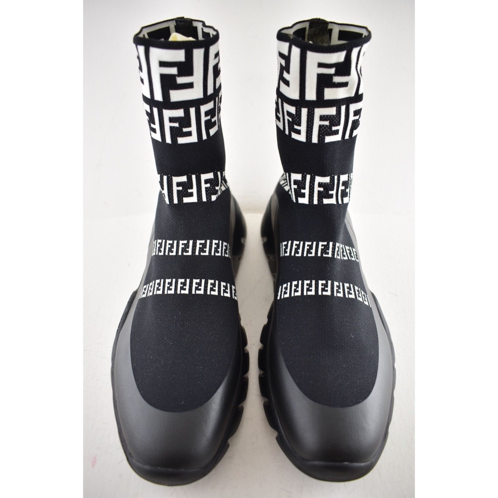 Fendi Fendi Mens Black White FF Monogram Knit Sock Trainer US 10 Size US 10 / EU 43 - 4 Thumbnail