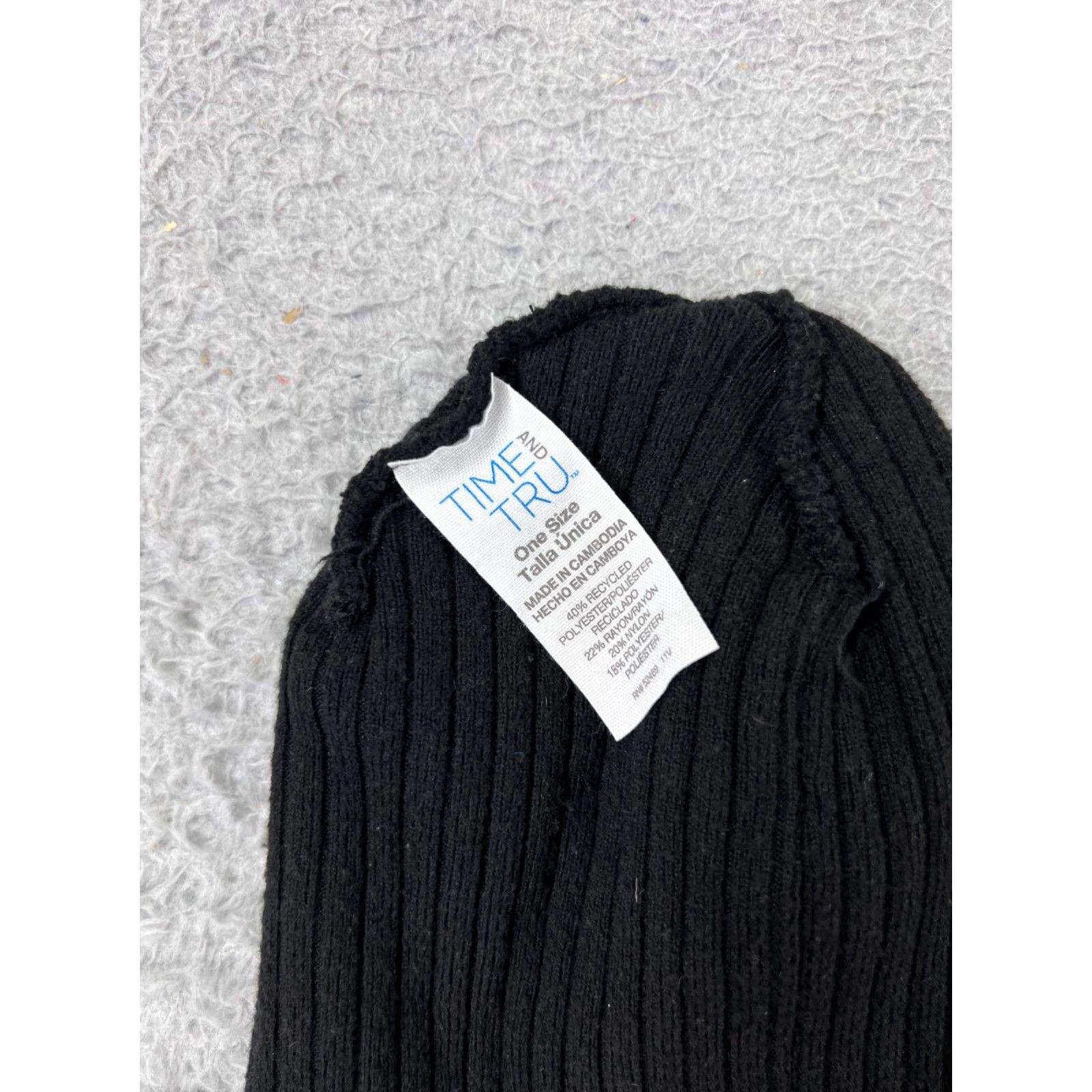 Vintage Time And Tru Beanie Black One Size Womens Knit Polyester Beanie Ski Winter Hat Size ONE SIZE - 5 Thumbnail