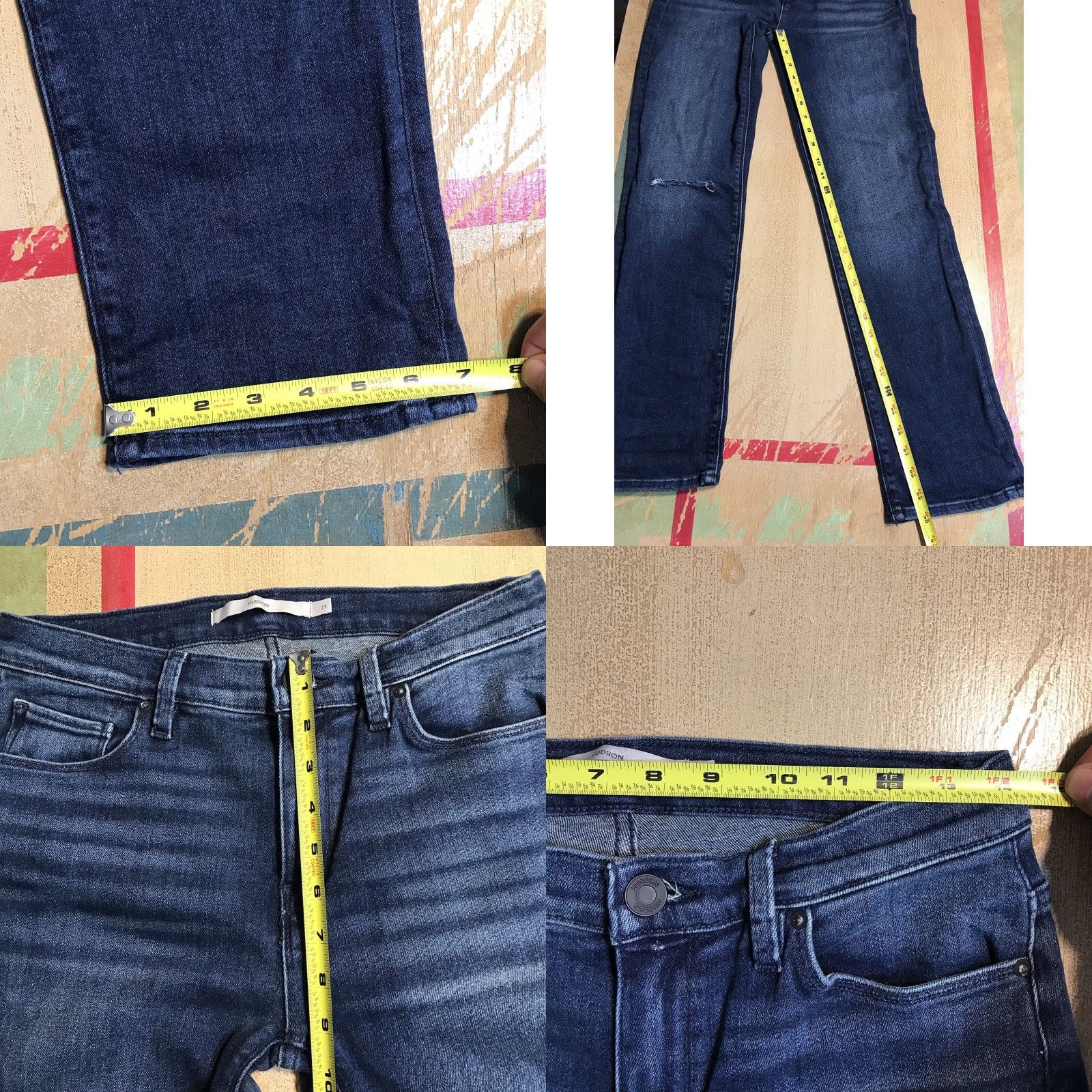 Hudson Hudson Nico Blue Denim Skinny Jeans Stretch Womens 27 X 30 Inseam Distressed Size 27" / US 4 / IT 40 - 8 Thumbnail