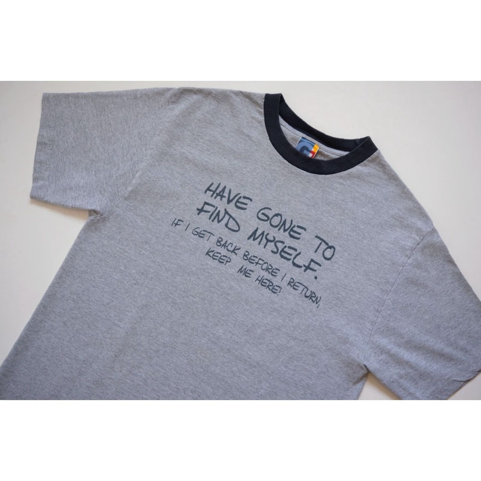 Vintage VINTAGE 90s COMEDY FUNNY GRAPHIC GRAY RINGER COTTON T SHIRT SZ L Mens Size US L / EU 52-54 / 3 - 5 Thumbnail