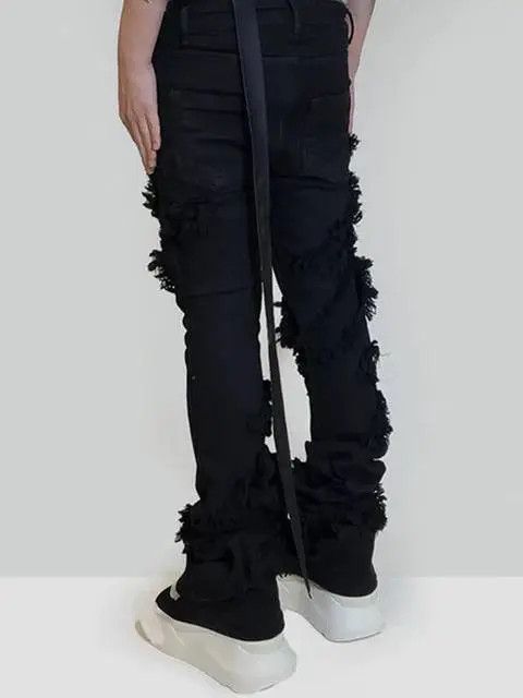 Jean punk flared skinny pants with fraying Size US 34 / EU 50 - 2 Thumbnail