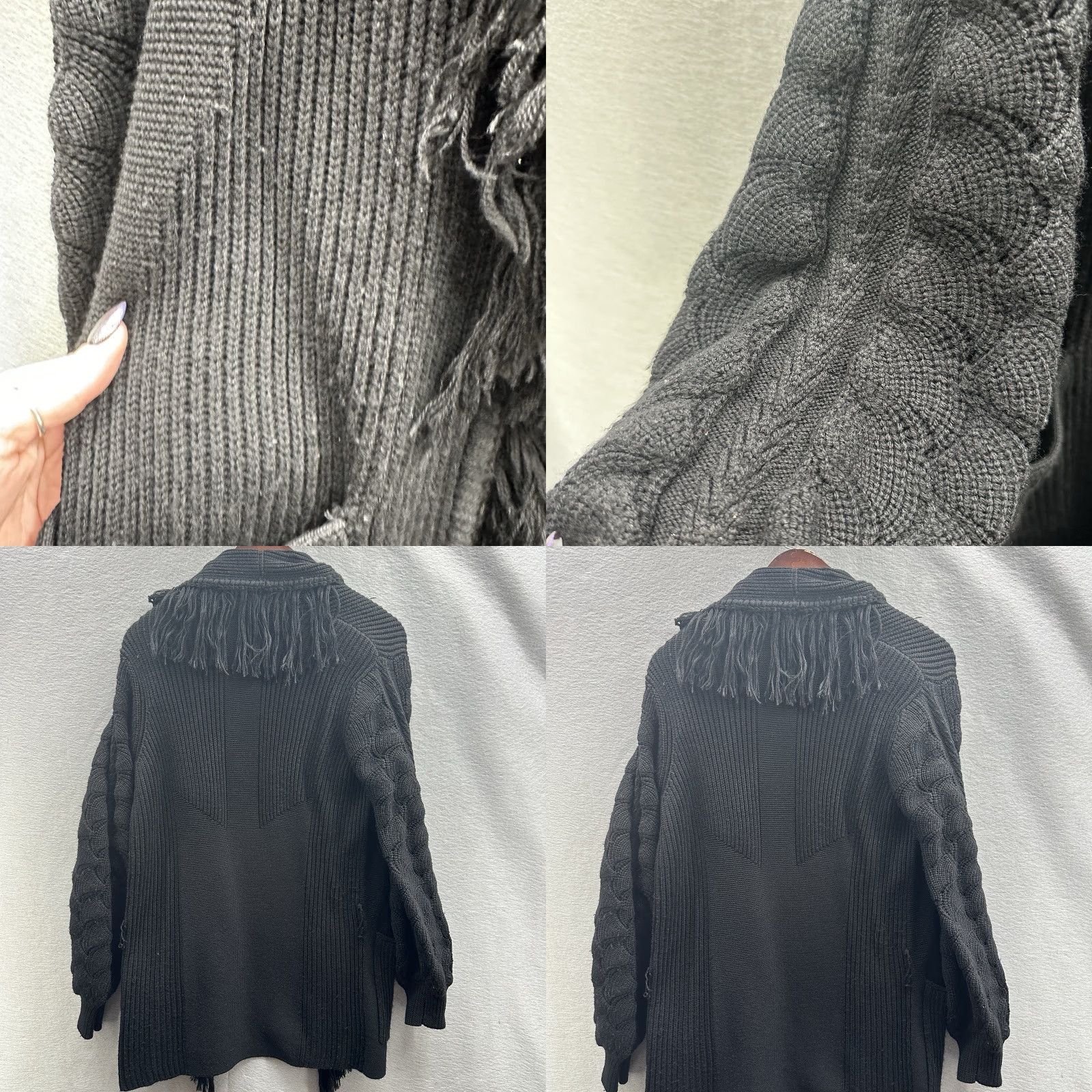 KOBI HALPERIN Kobi Halperin Cardigan Womens XS Merino Wool Fringe Open Cardigan Quiet Lux Shirt Womens XS Black 100% Merino Wool Cardigan Fringe 90s? Size XS / US 0-2 / IT 36-38 - 8 Thumbnail