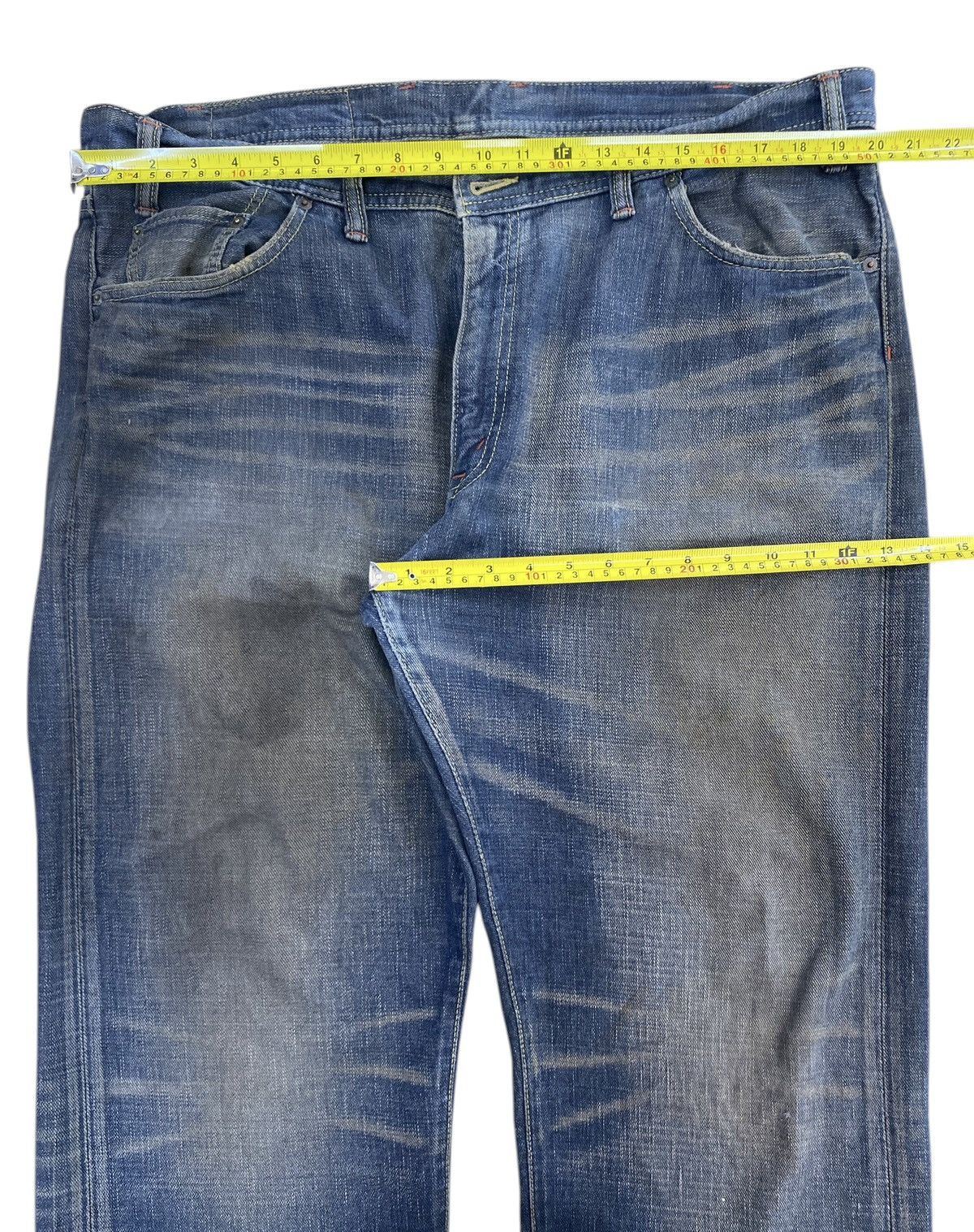 Japanese Brand Glheart Whiskers Faded Wash Style Loose Jeans Size US 40 / EU 56 - 5 Thumbnail